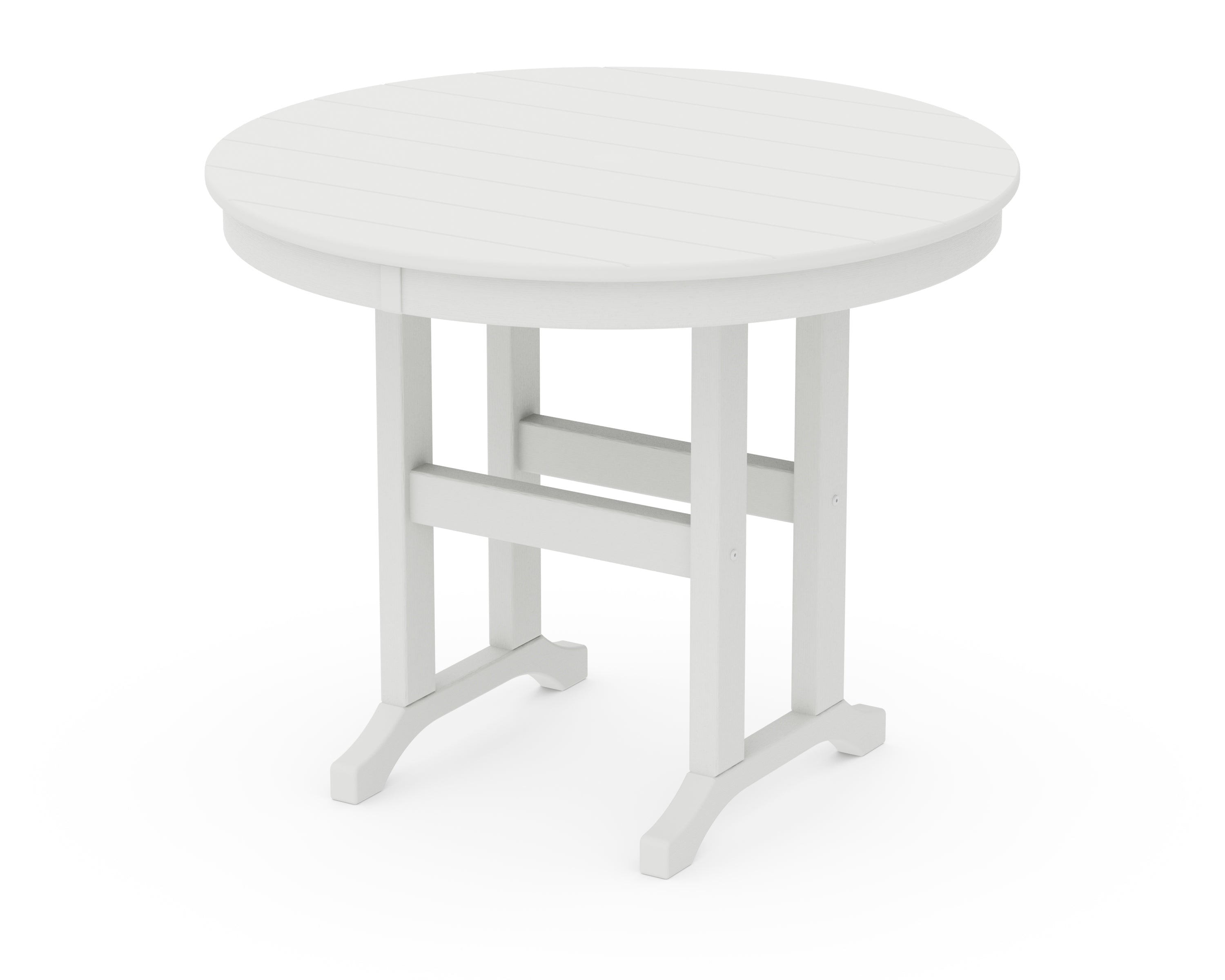 POLYWOOD 36" Round Farmhouse Dining Table in Vintage White