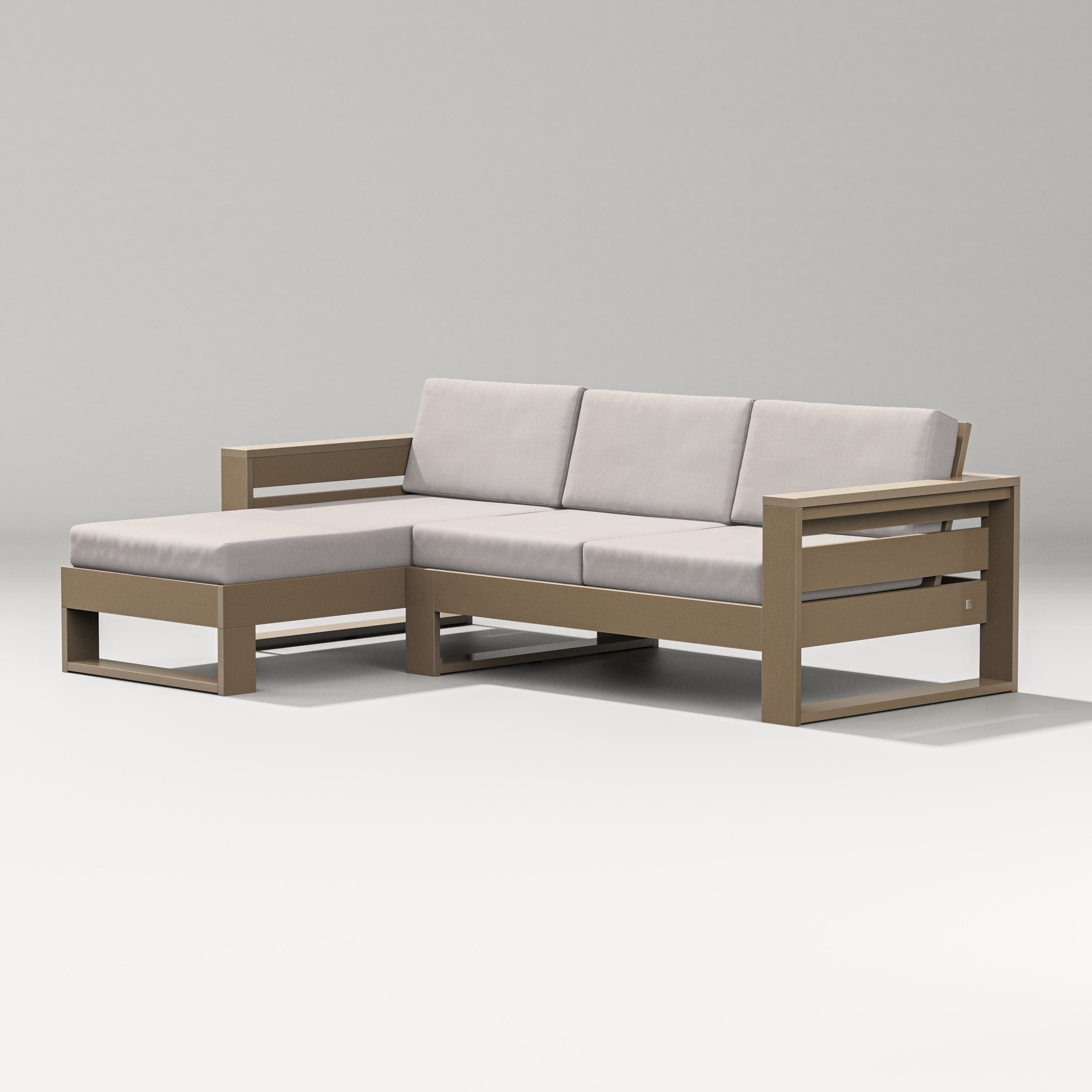 PW Designer Series Latitude Left Chaise Sectional in Vintage Sahara / Dune Burlap