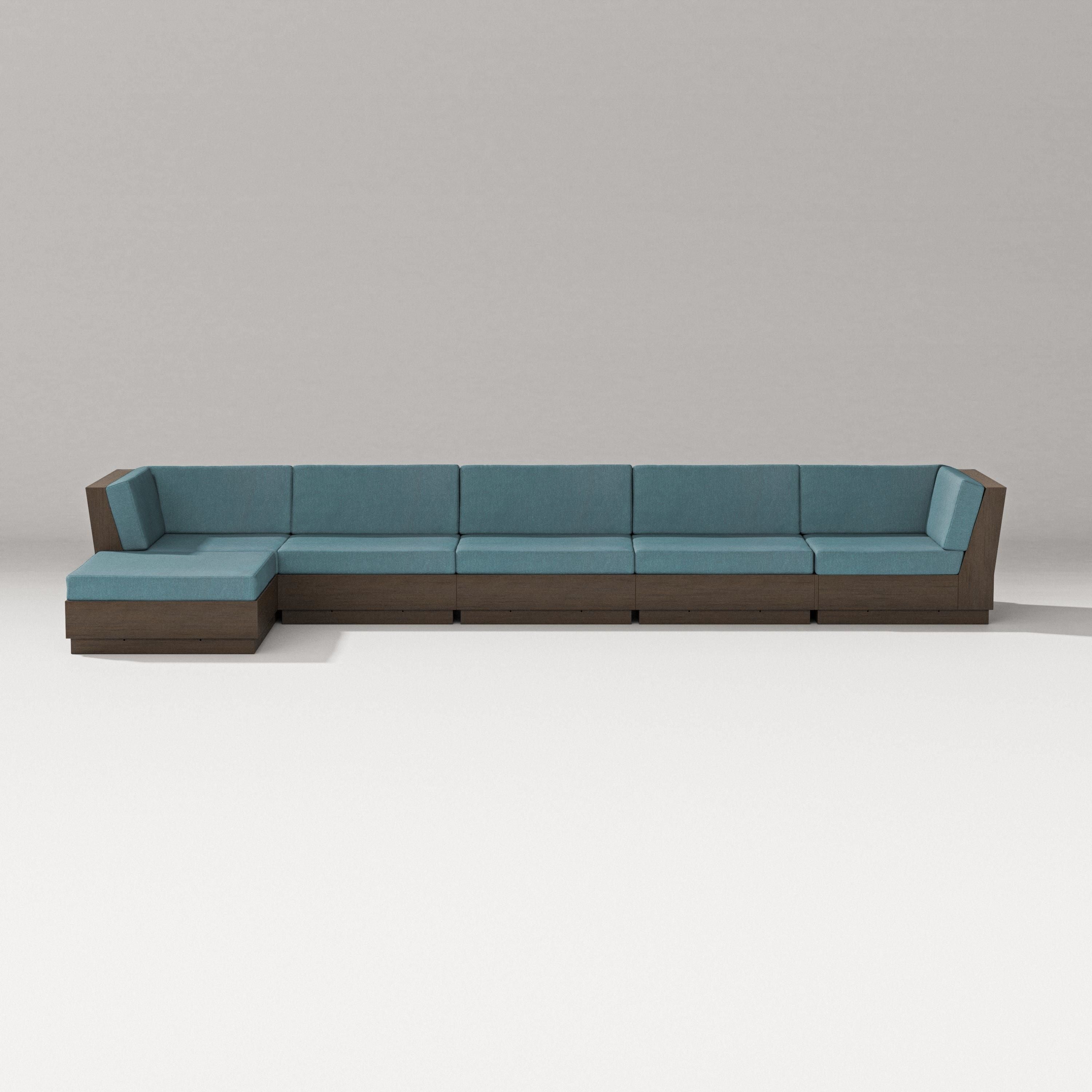 PW Designer Series Elevate 6-Piece Chaise Sectional in Kona / Ocean Teal