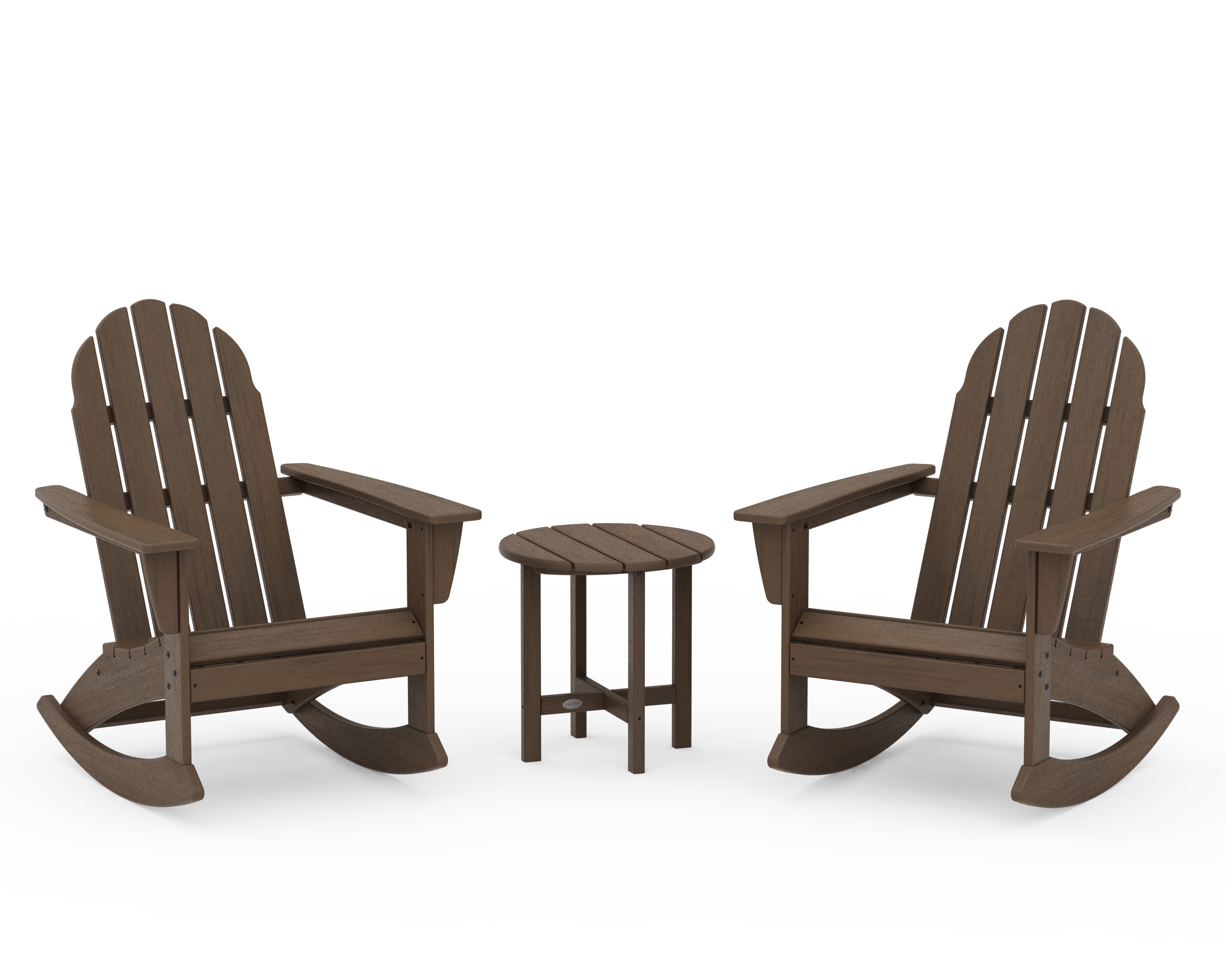 POLYWOOD Vineyard 3-Piece Adirondack Rocking Chair Set in Kona