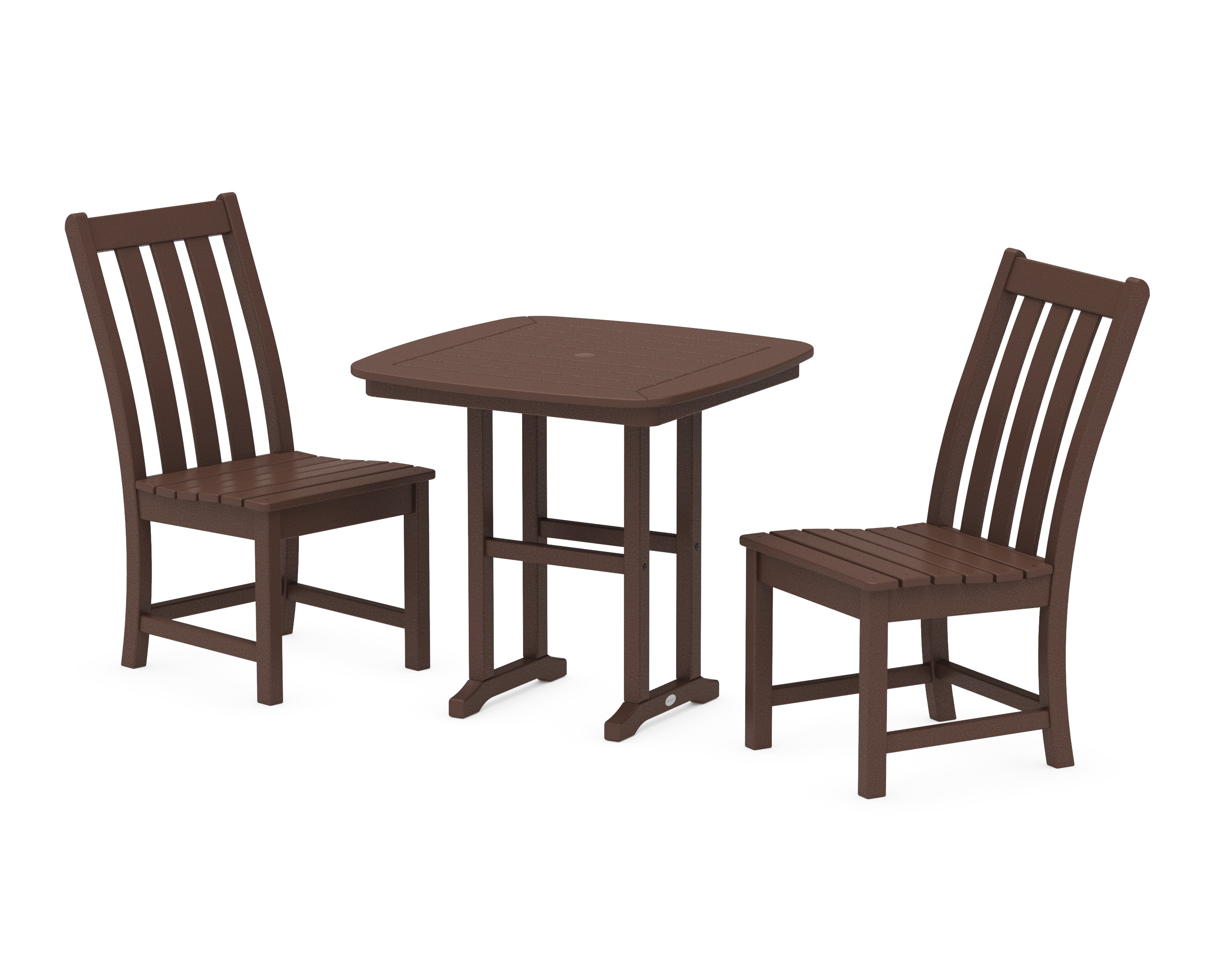 POLYWOOD Vineyard Side Chair 3-Piece Dining Set in Mahogany