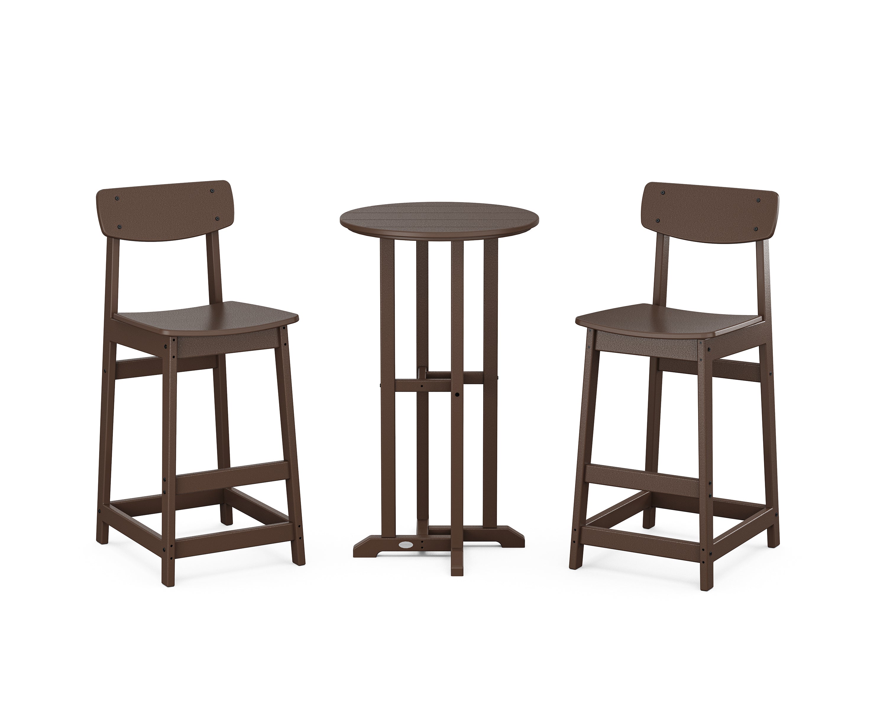 POLYWOOD Modern Studio Urban Bar Chair 3-Piece Bistro Set in Mahogany