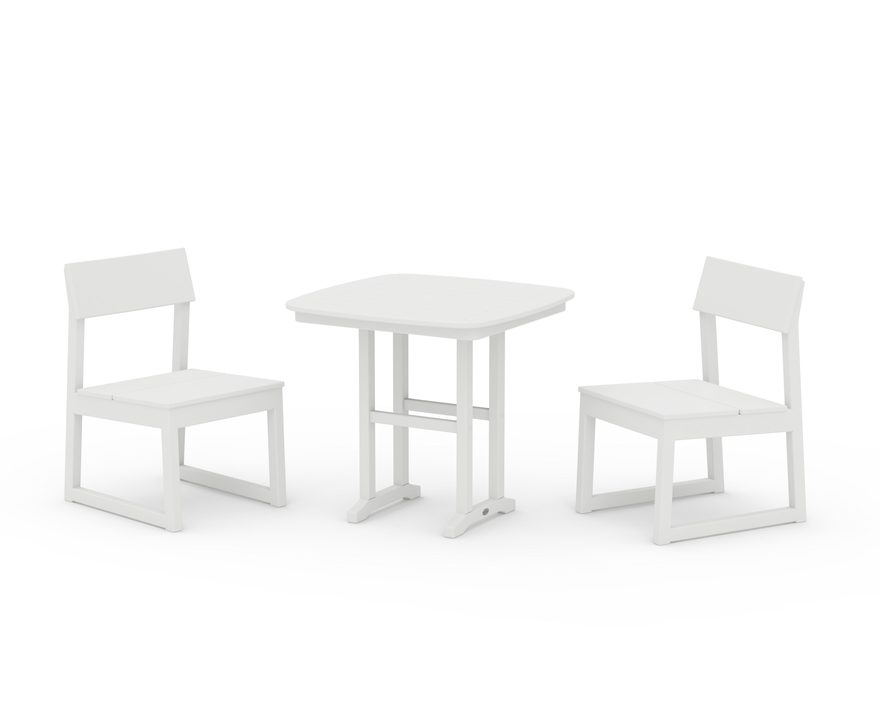 POLYWOOD EDGE Side Chair 3-Piece Dining Set in White