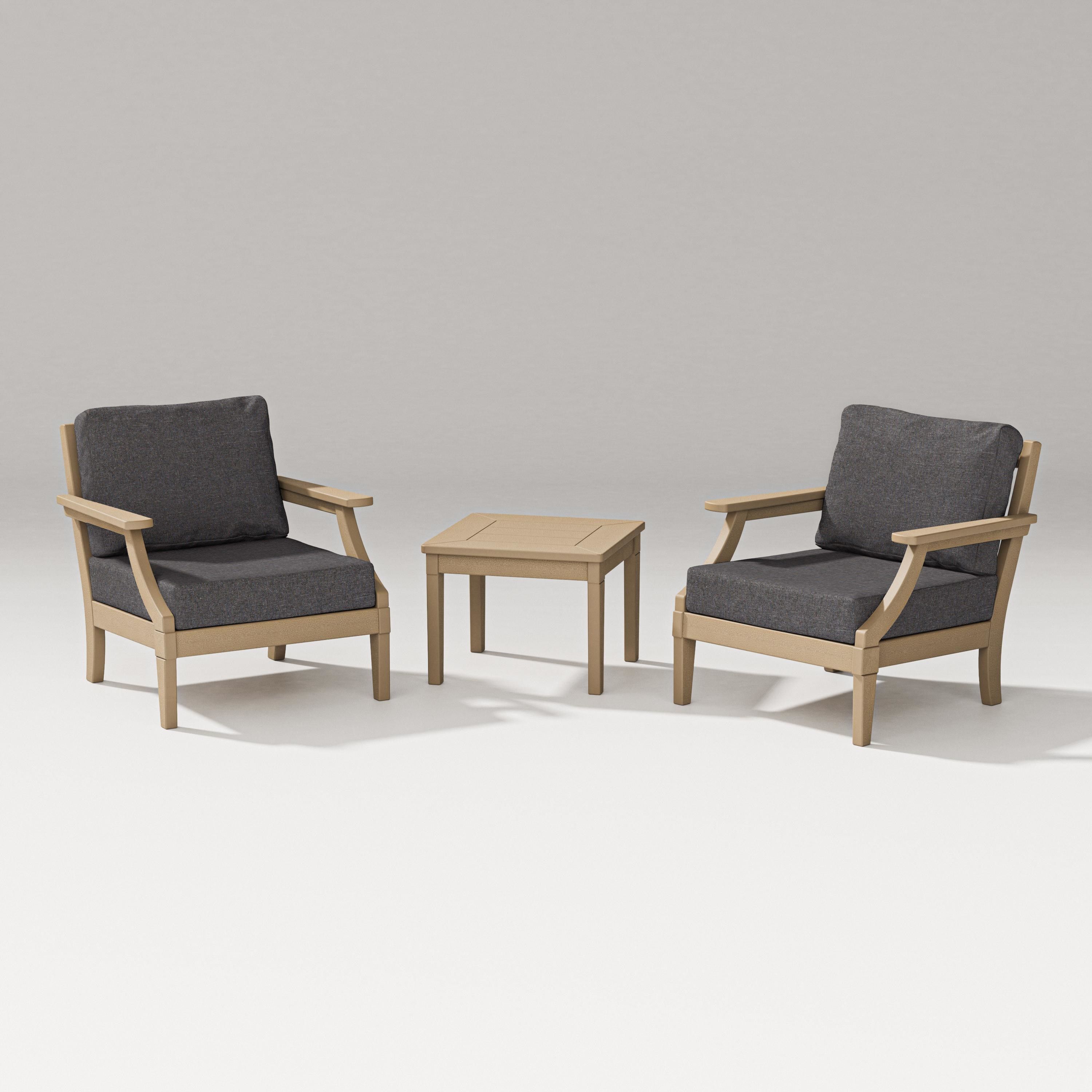 PW Designer Series Estate 3-Piece Lounge Chair Set in Vintage Sahara / Ash Charcoal
