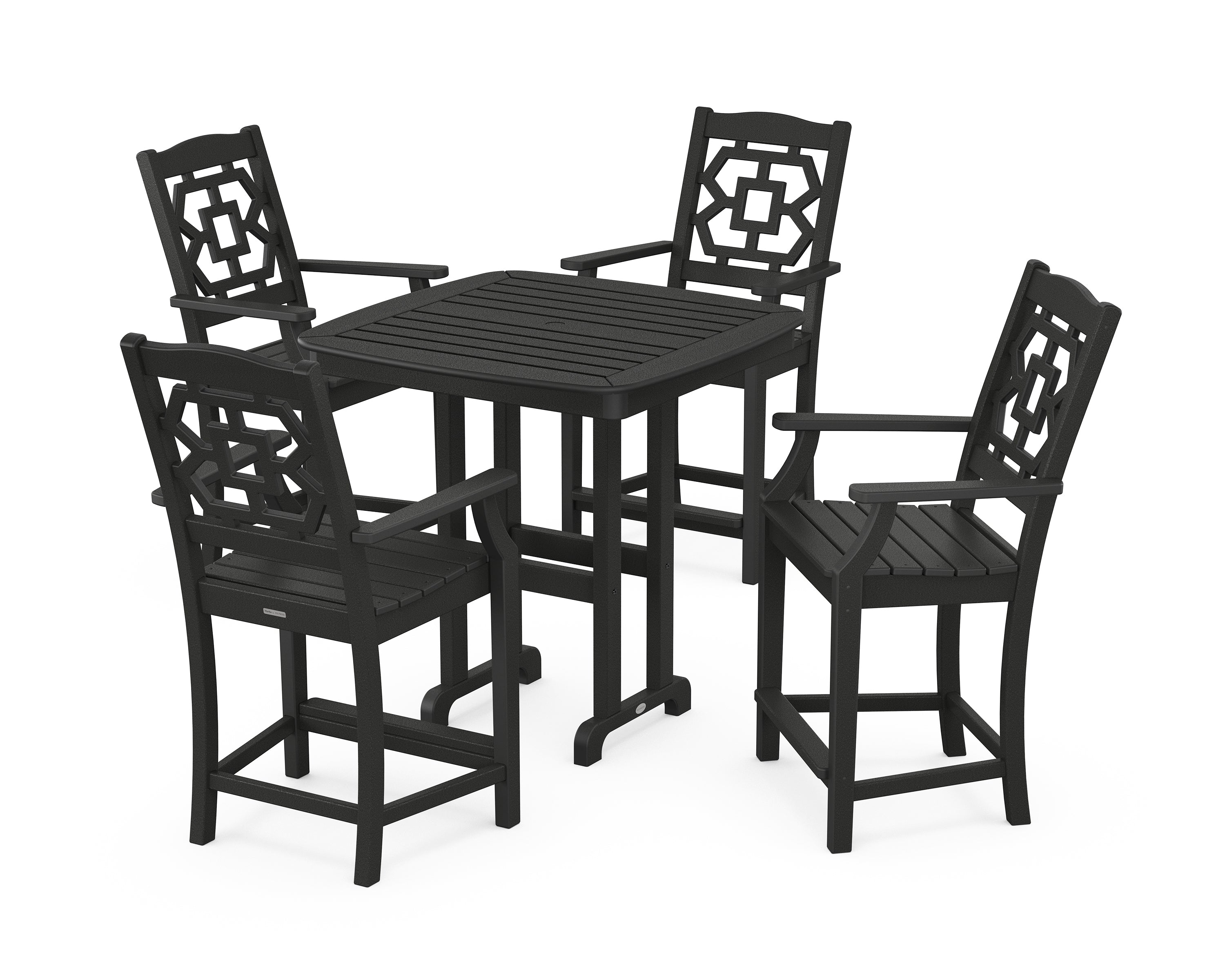 Martha Stewart by POLYWOOD® Chinoiserie 5-Piece Counter Set in Black