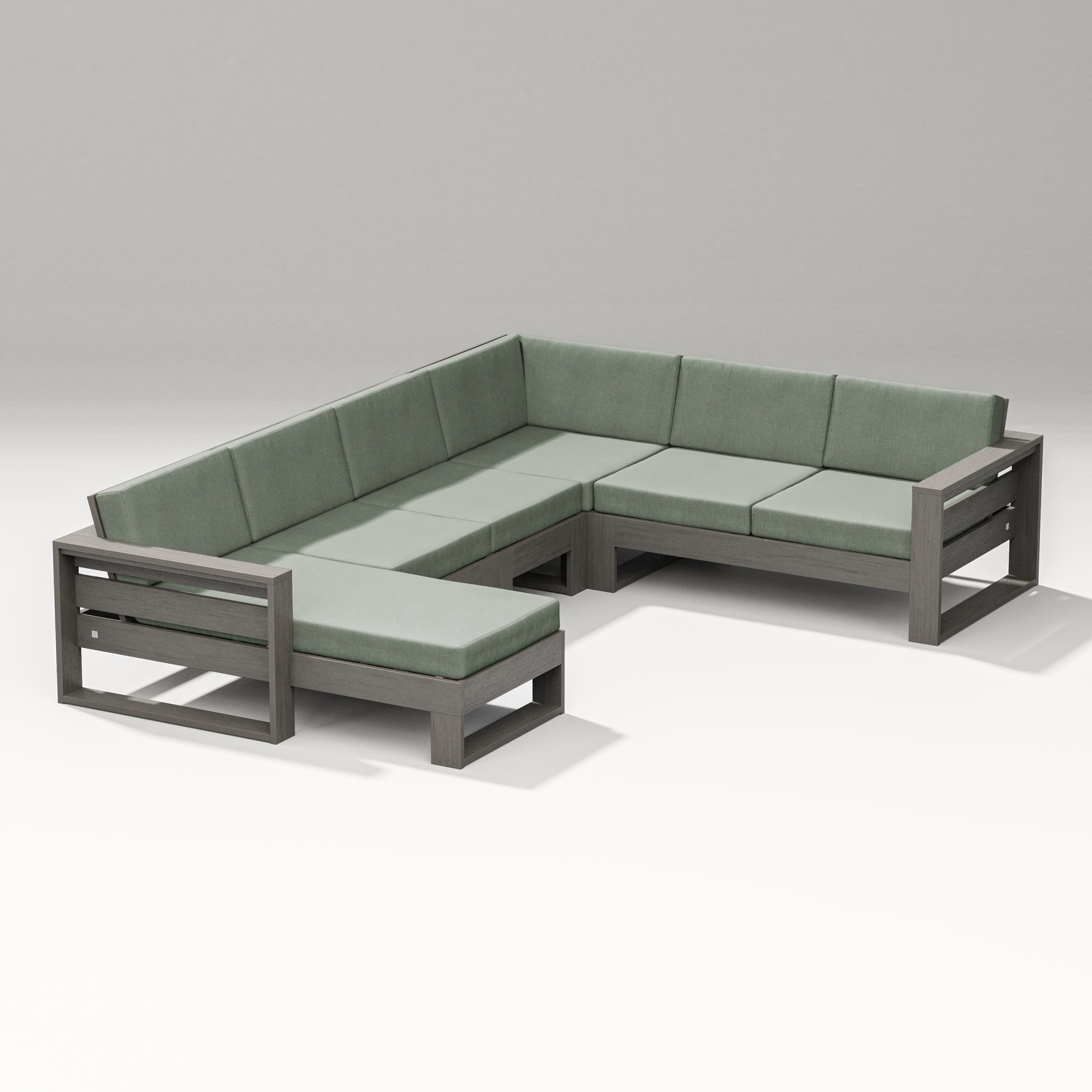 PW Designer Series Latitude Corner Sectional with Left Chaise in Driftwood / Cast Sage