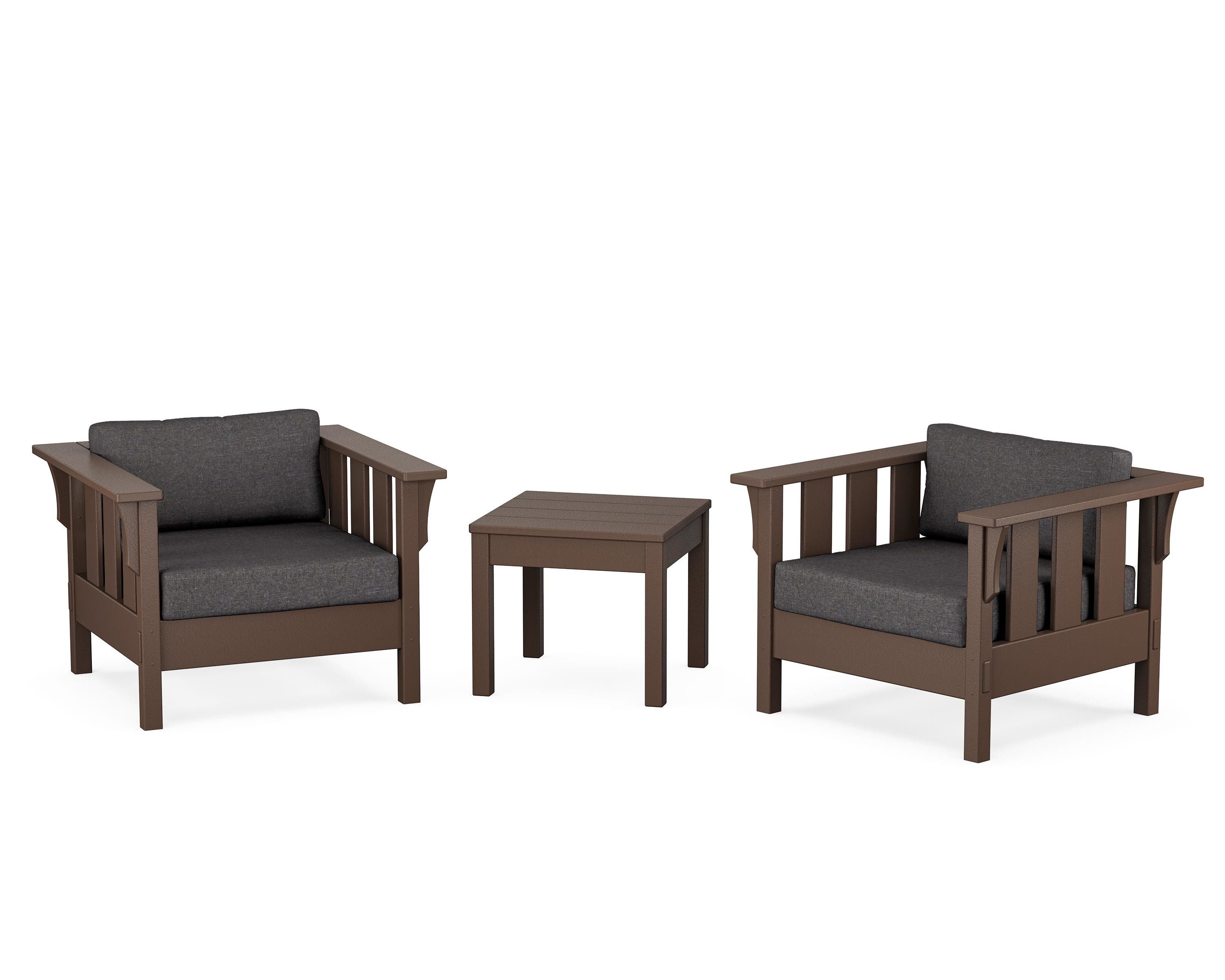 Martha Stewart by POLYWOOD Acadia 3-Piece Deep Seating Set in Mahogany / Ash Charcoal