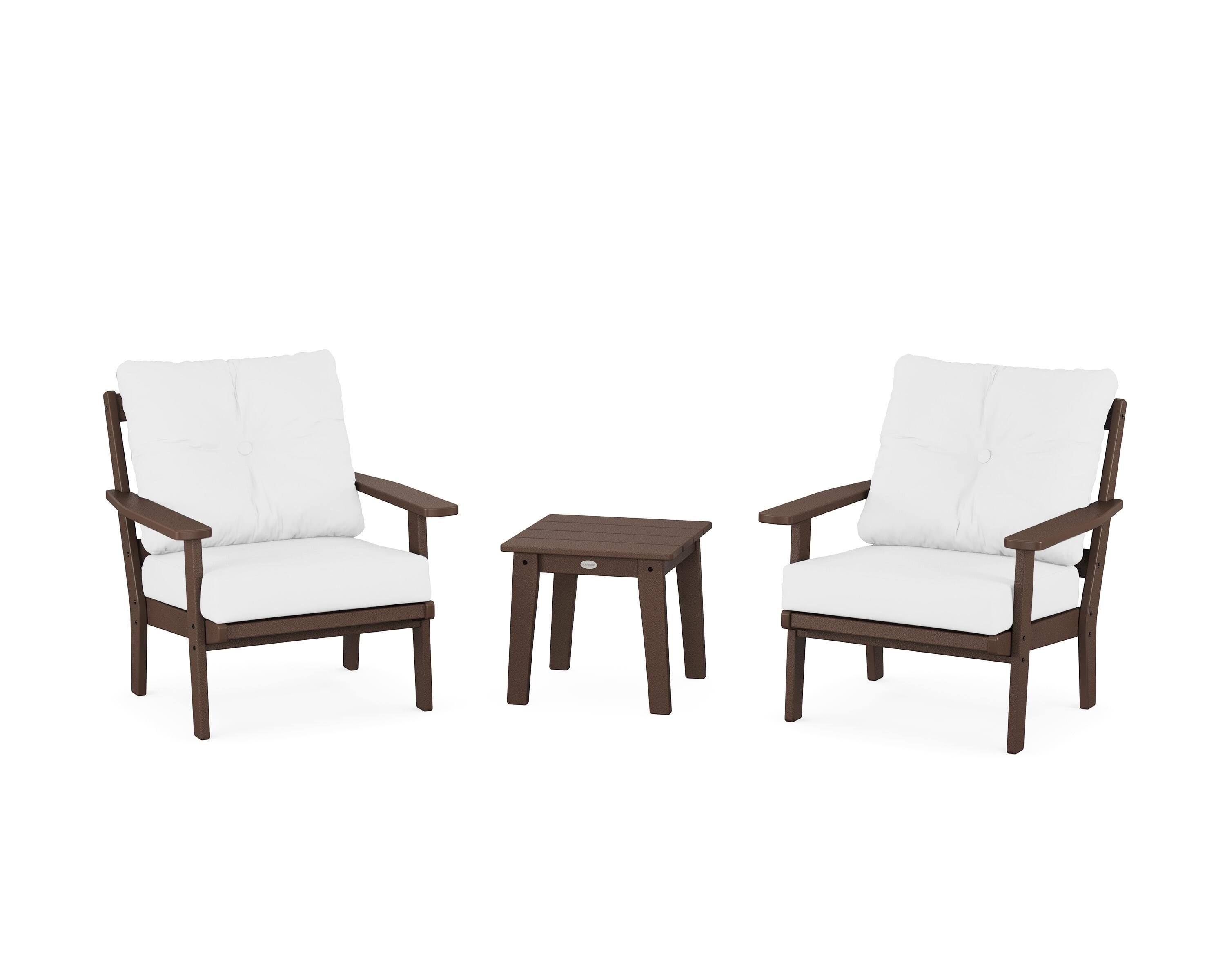 POLYWOOD Oxford 3-Piece Deep Seating Set in Mahogany / Natural