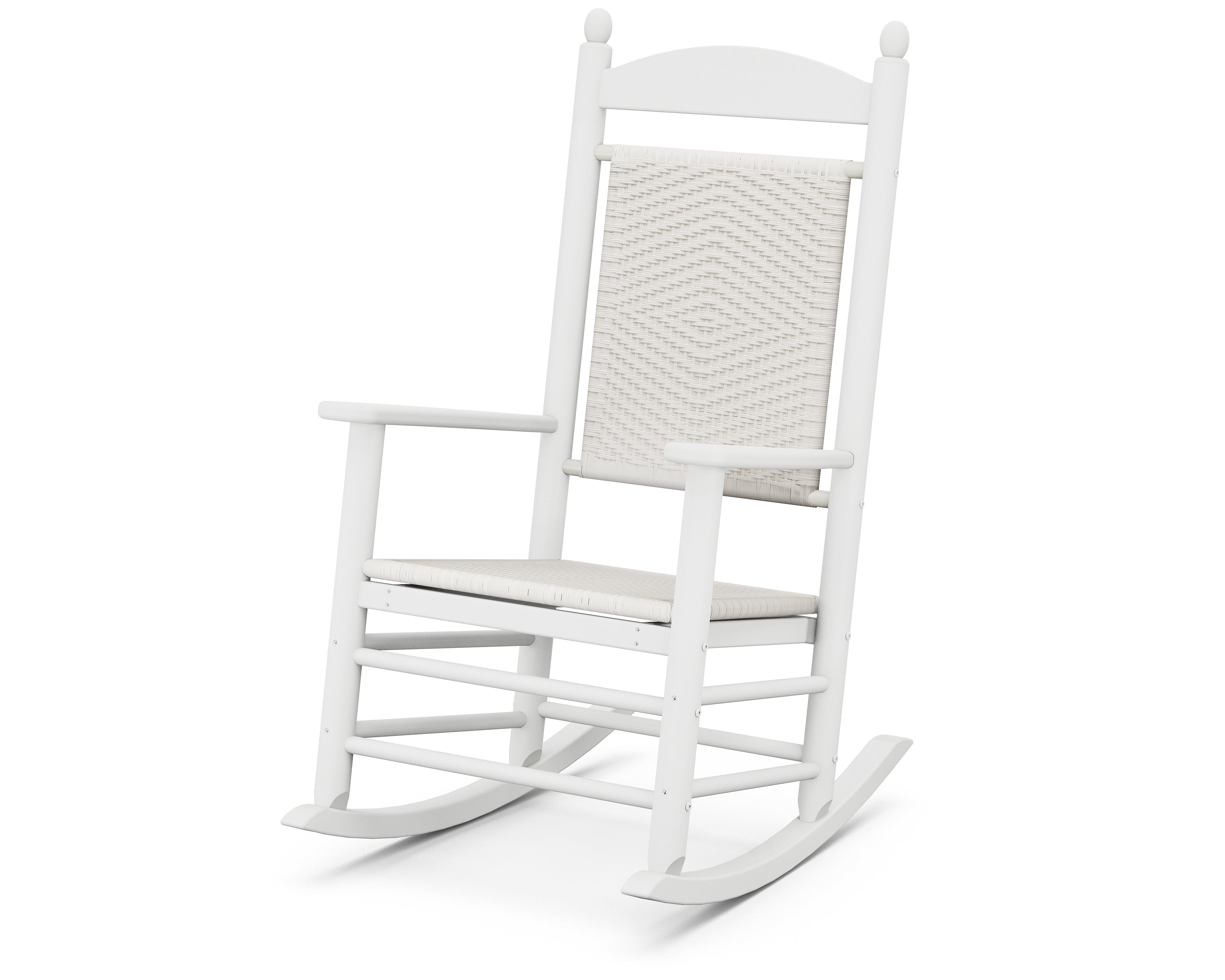 POLYWOOD® Jefferson Woven Rocking Chair in White / White Loom