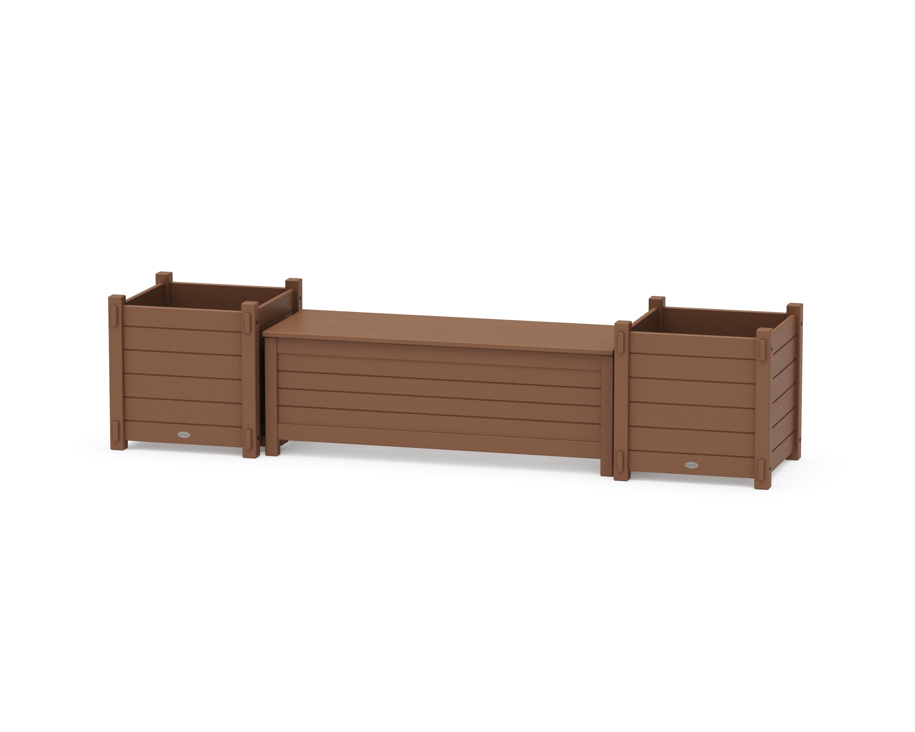 POLYWOOD 48" Nautical Straight Planter Storage Bench Set- Large in Teak