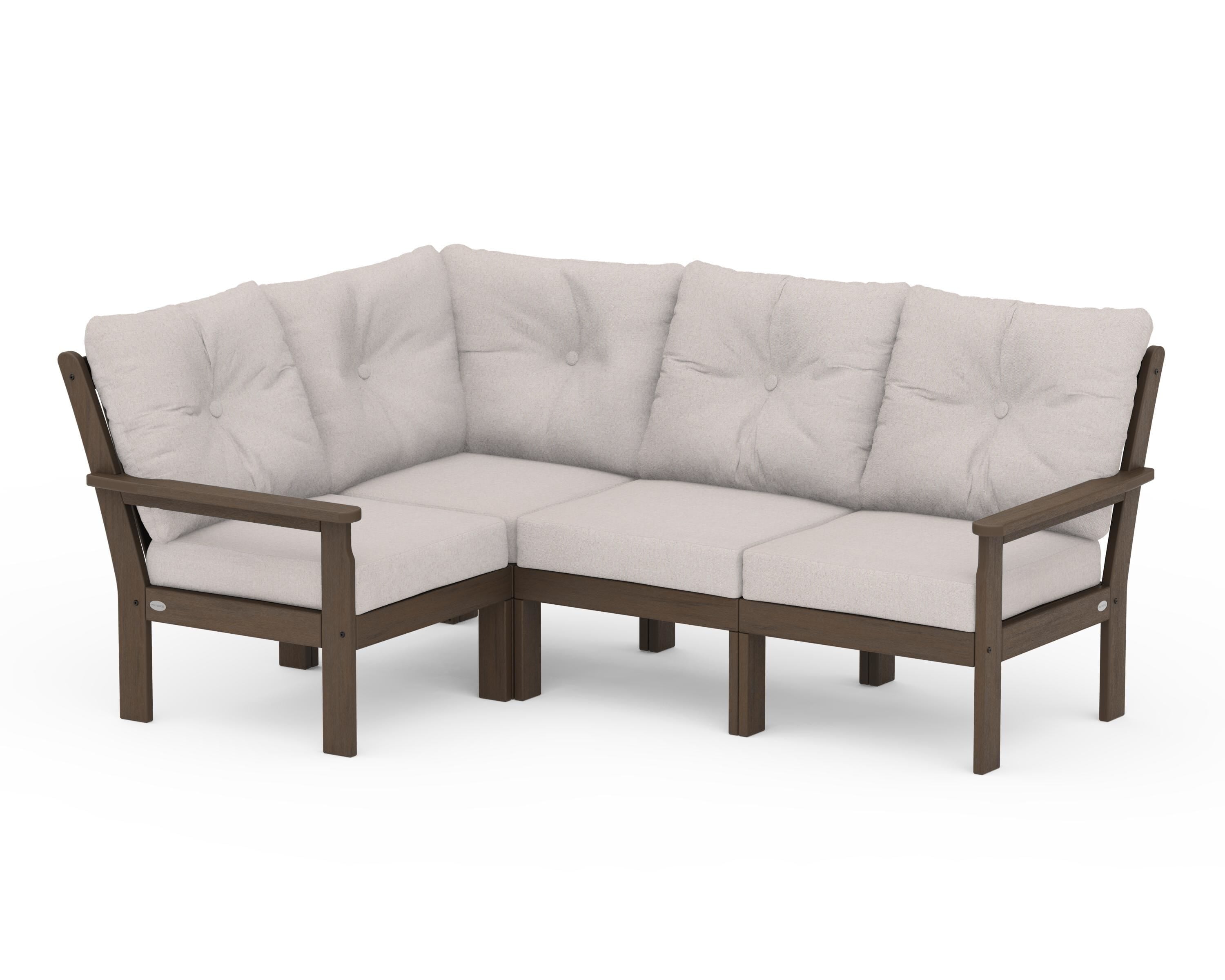 POLYWOOD Vineyard 4-Piece Sectional in Kona / Dune Burlap