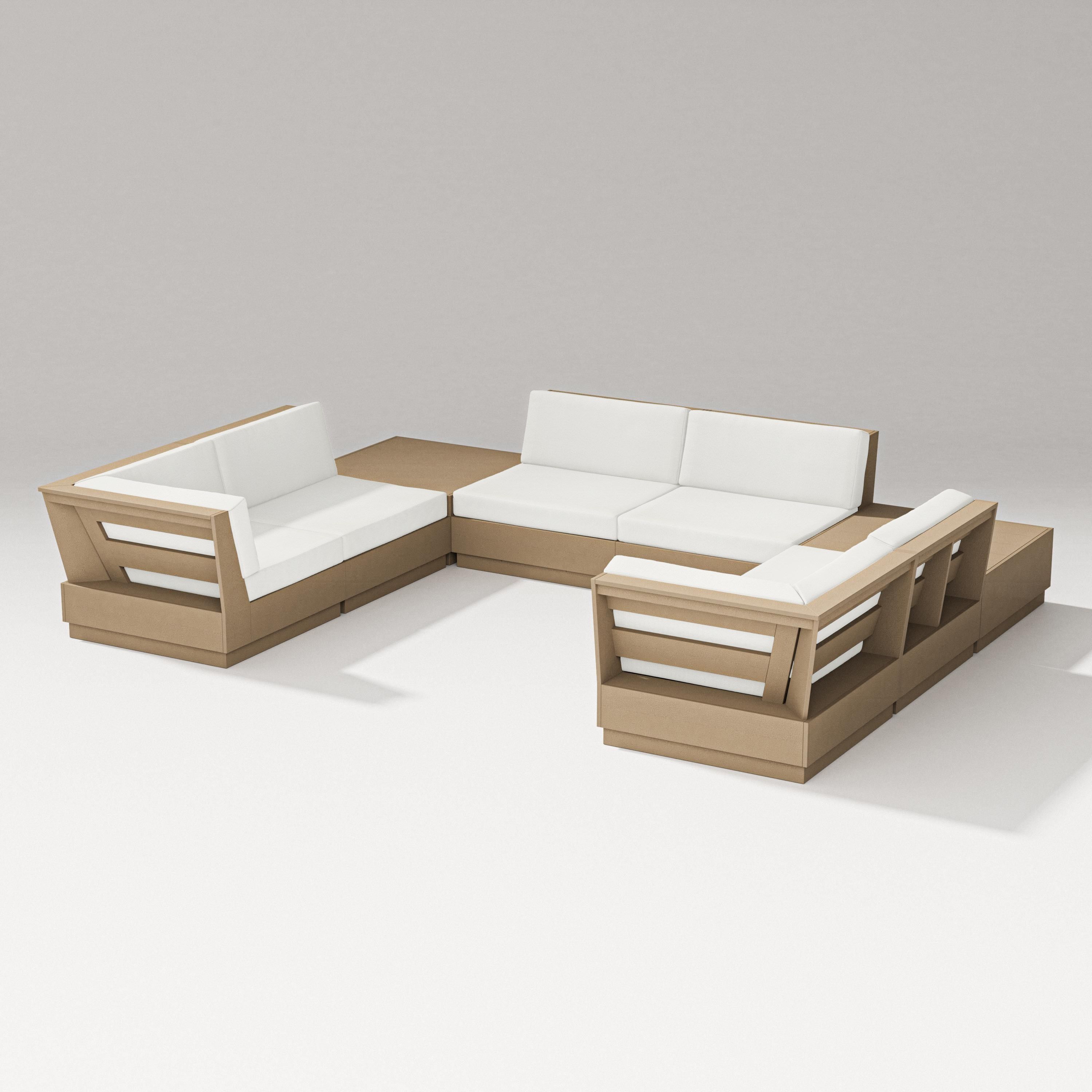 PW Designer Series Elevate 8-Piece U-Shaped Sectional in Vintage Sahara / Natural Linen