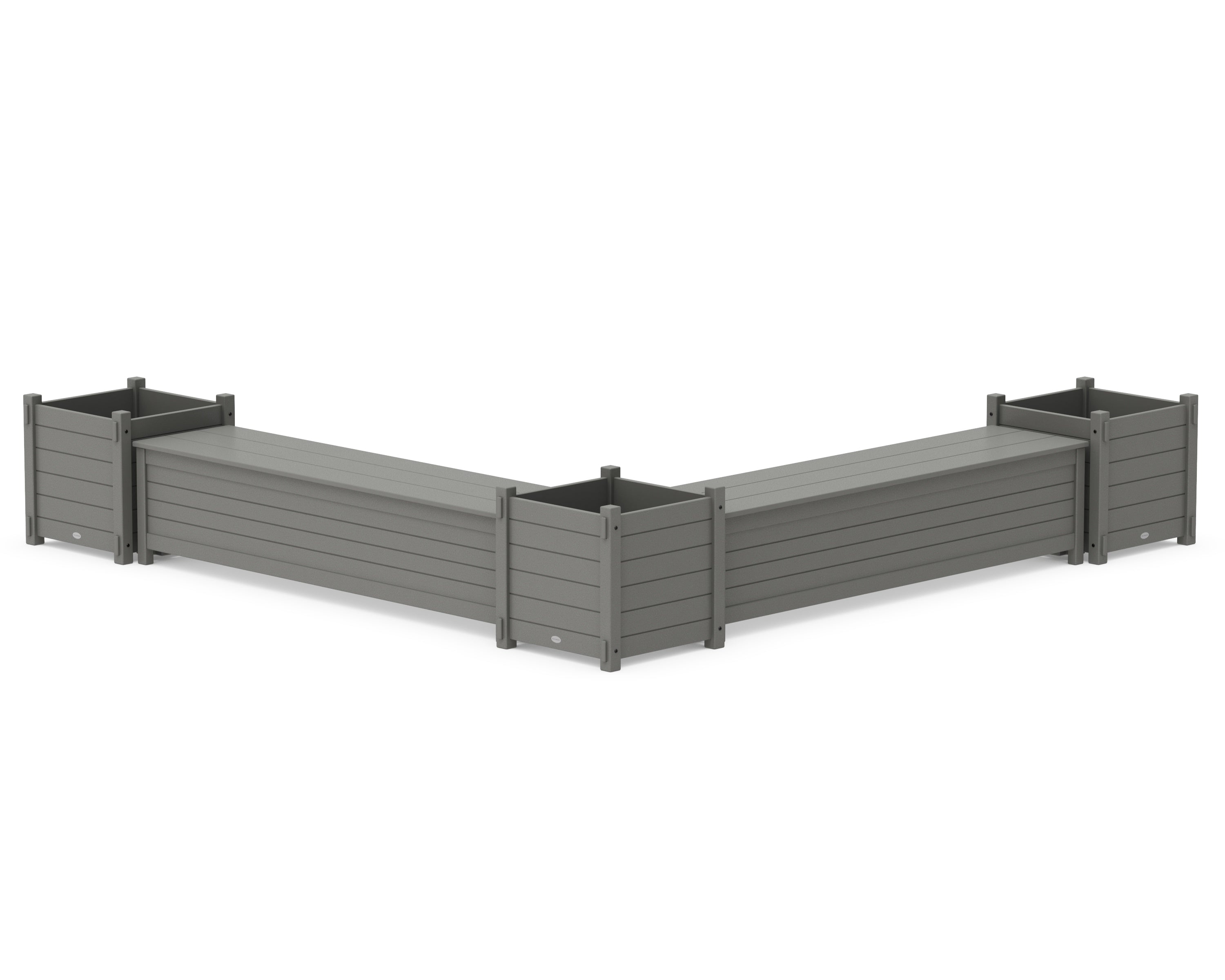 POLYWOOD 72" Nautical L- Shaped Planter Storage Bench Corner Set- Large in Slate Grey