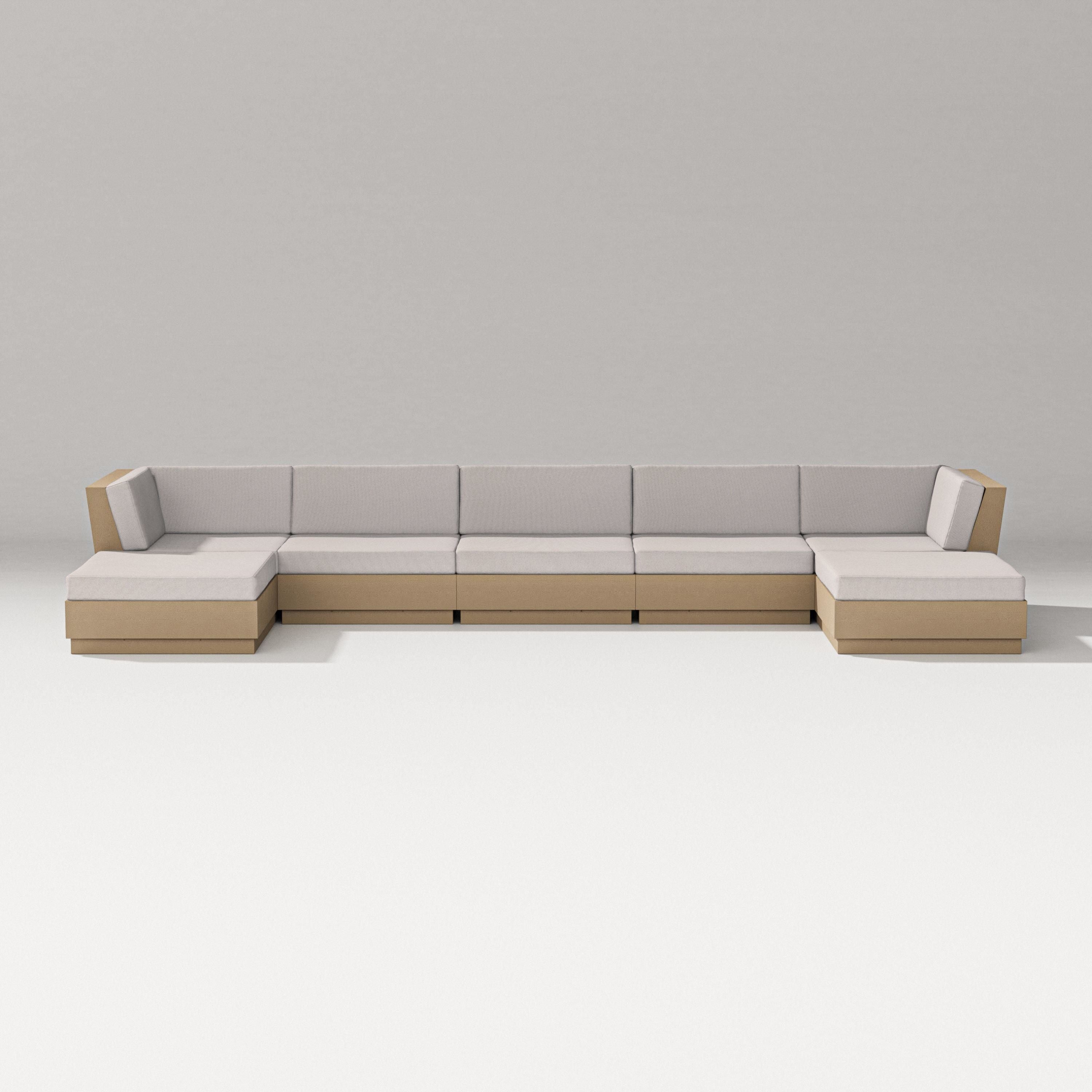 PW Designer Series Elevate 7-Piece Double Chaise Sectional in Vintage Sahara / Dune Burlap