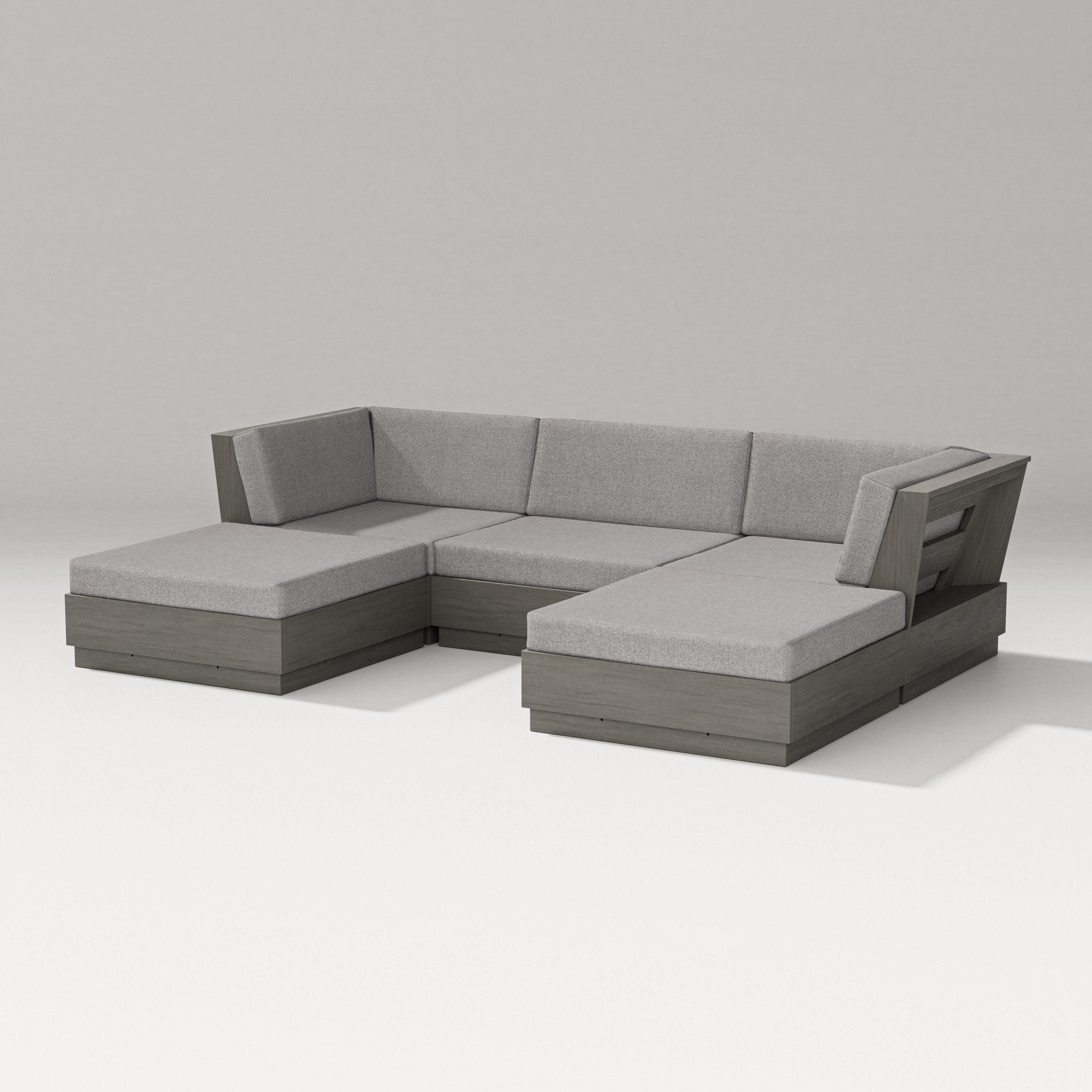 PW Designer Series Elevate Double Chaise Sectional in Driftwood / Grey Mist