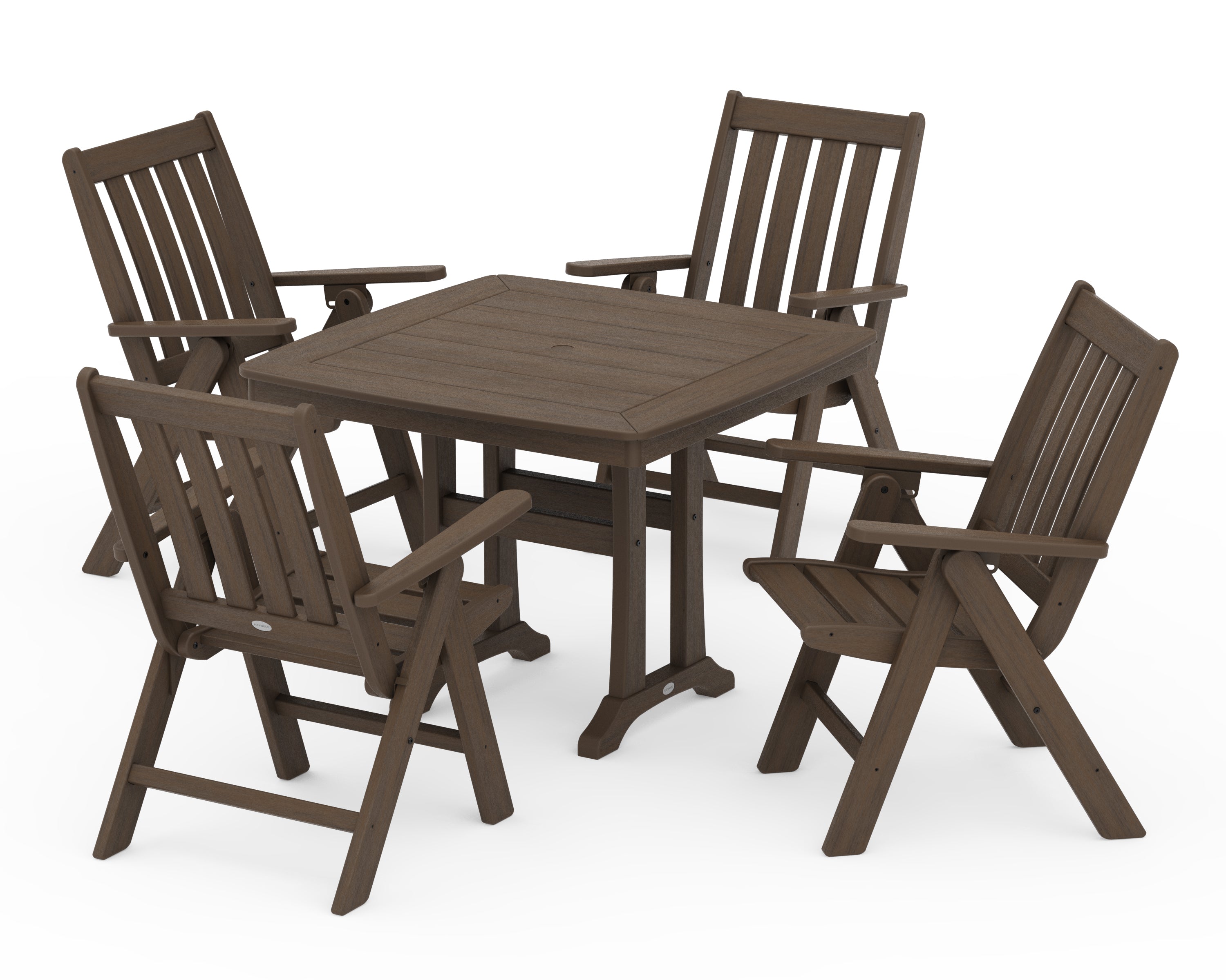 POLYWOOD Vineyard Folding 5-Piece Dining Set with Trestle Legs in Kona