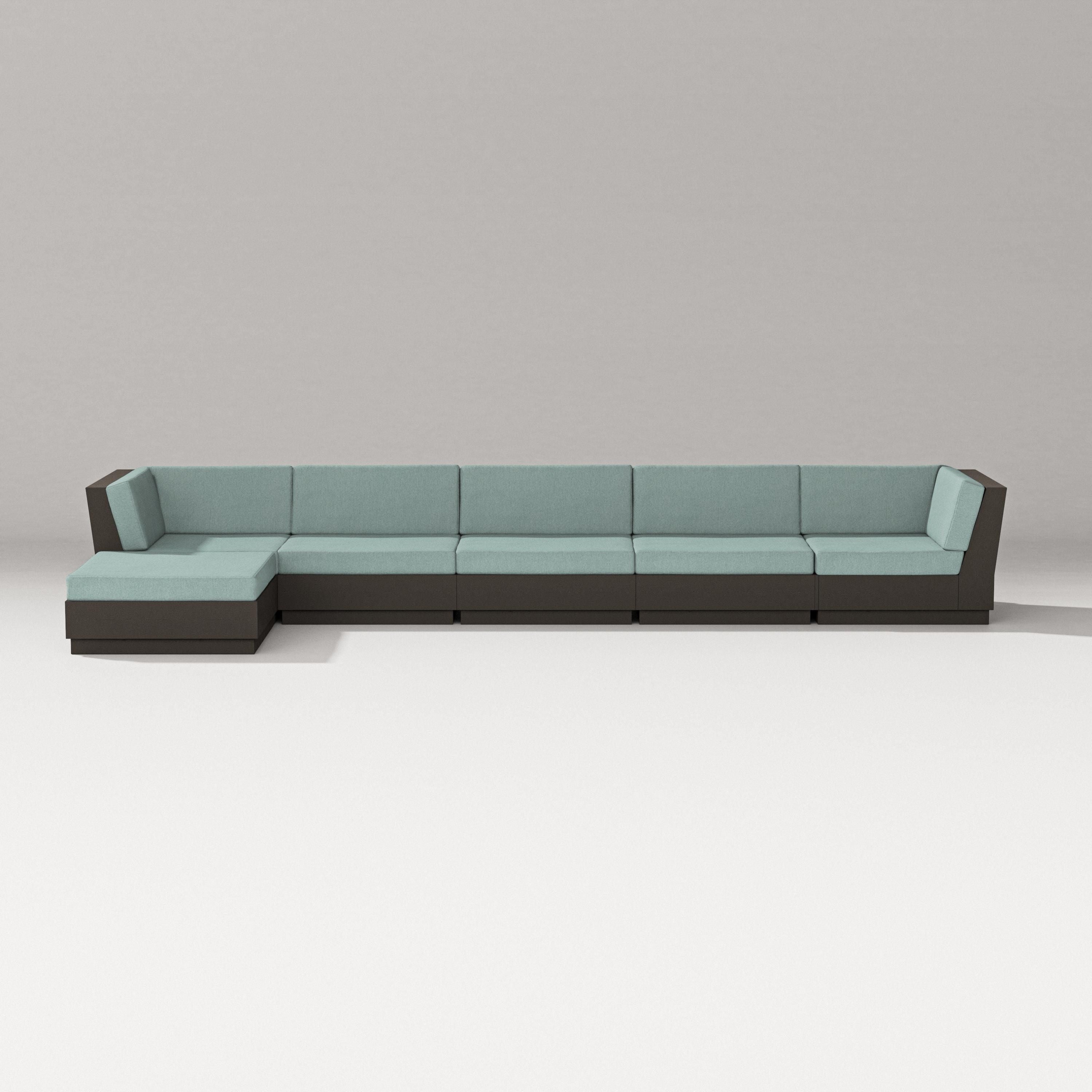 PW Designer Series Elevate 6-Piece Chaise Sectional in Vintage Coffee / Glacier Spa