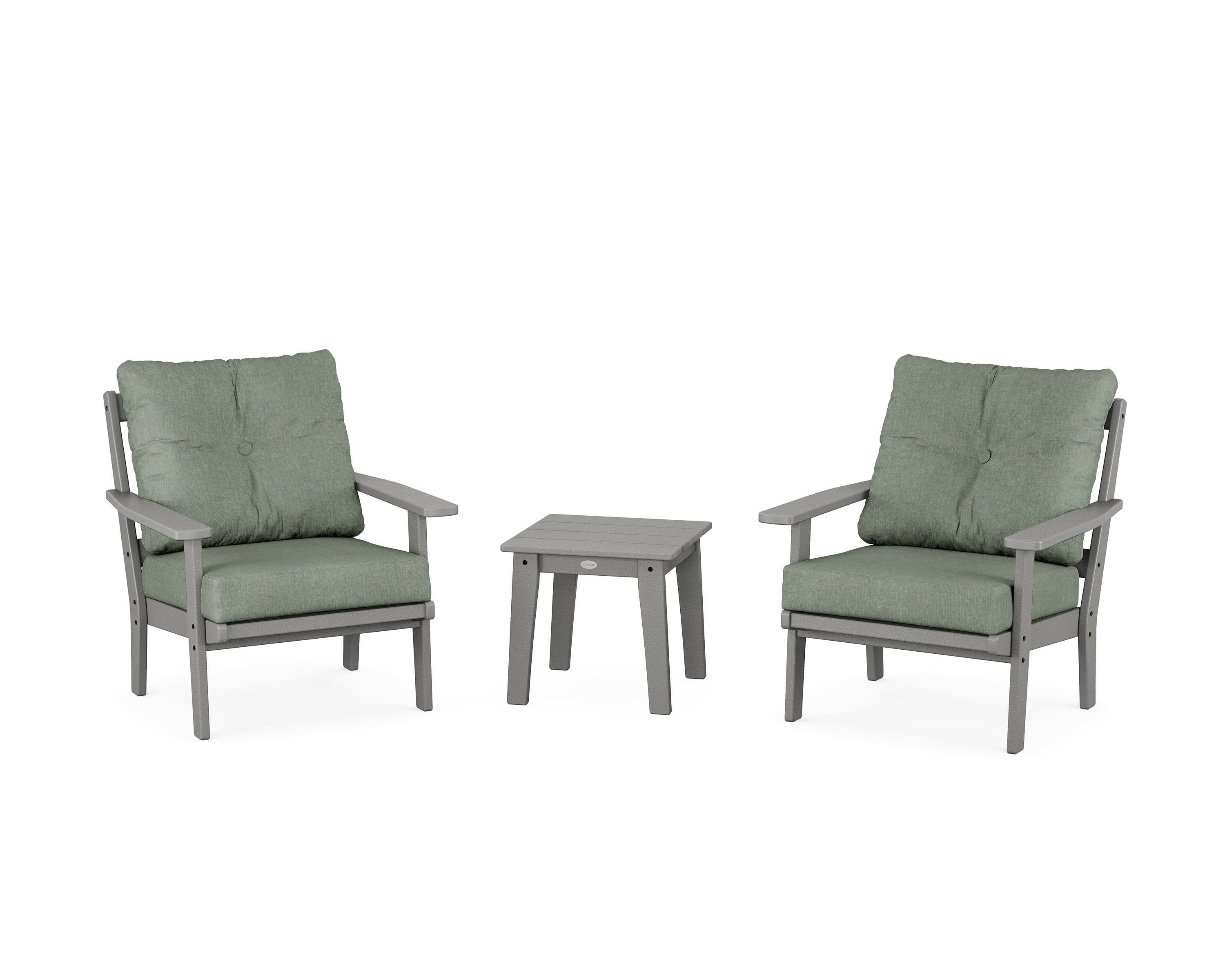POLYWOOD Oxford 3-Piece Deep Seating Set in Slate Grey / Cast Sage