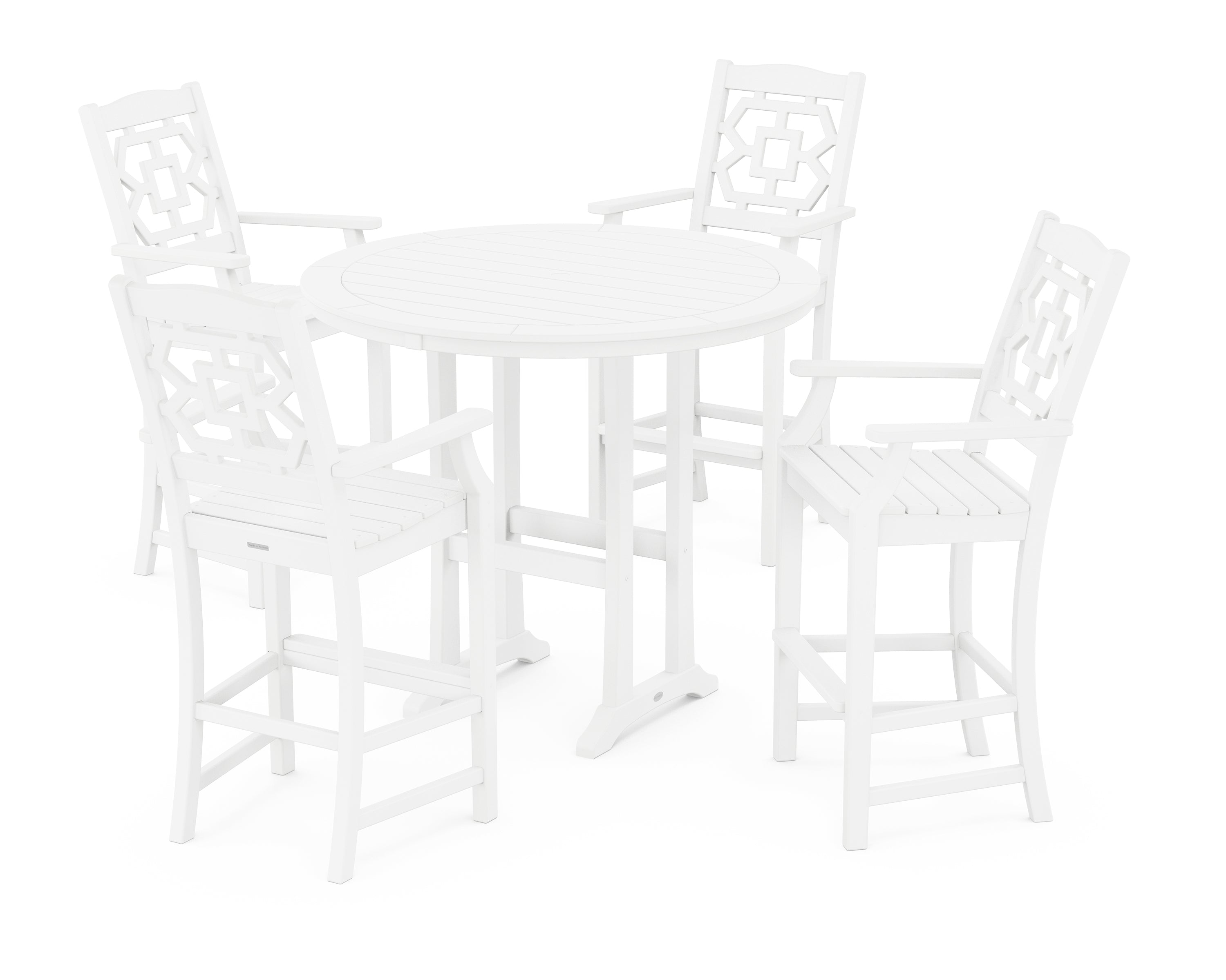 Martha Stewart by POLYWOOD® Chinoiserie 5-Piece Round Bar Set in White