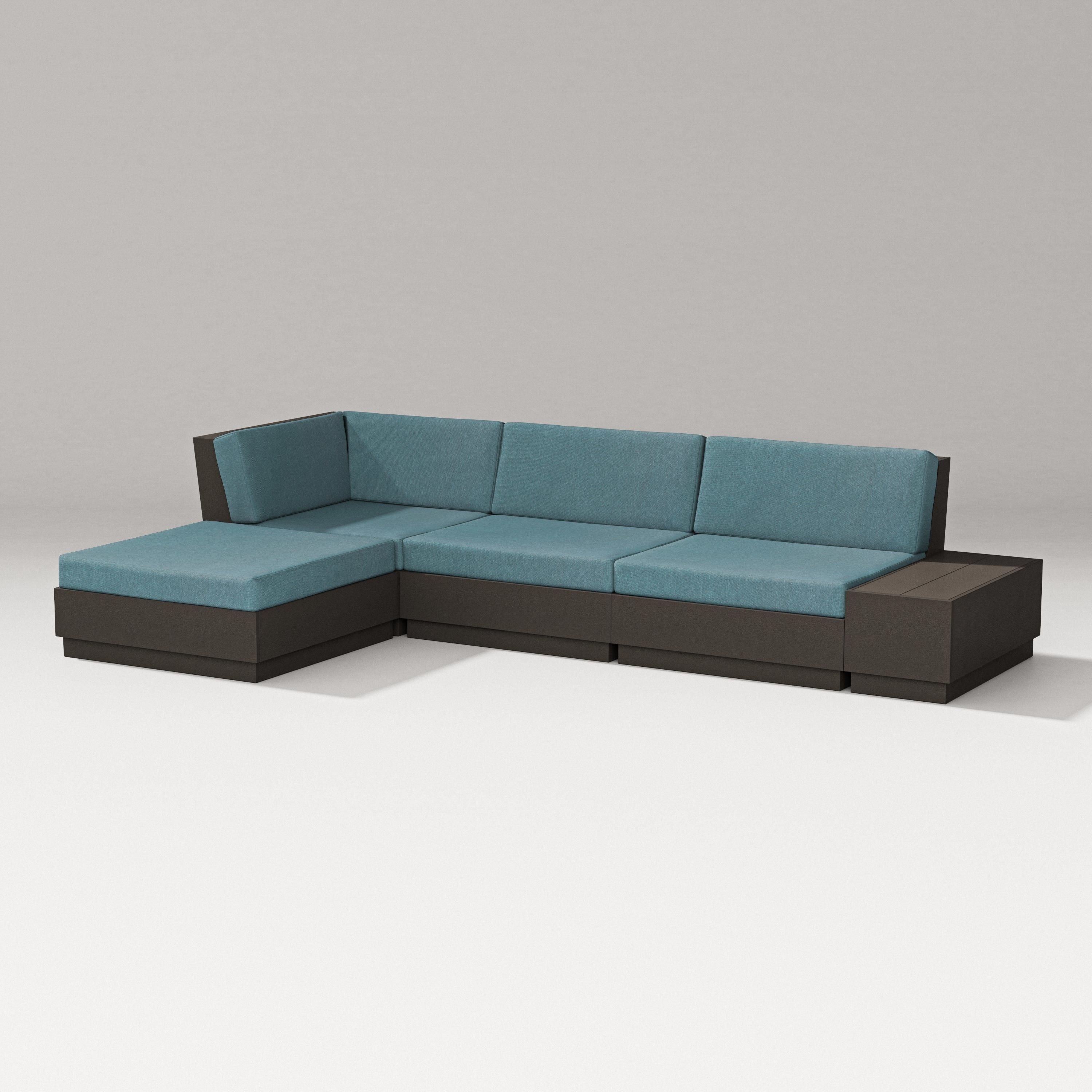 PW Designer Series Elevate Chaise Sectional in Vintage Coffee / Ocean Teal