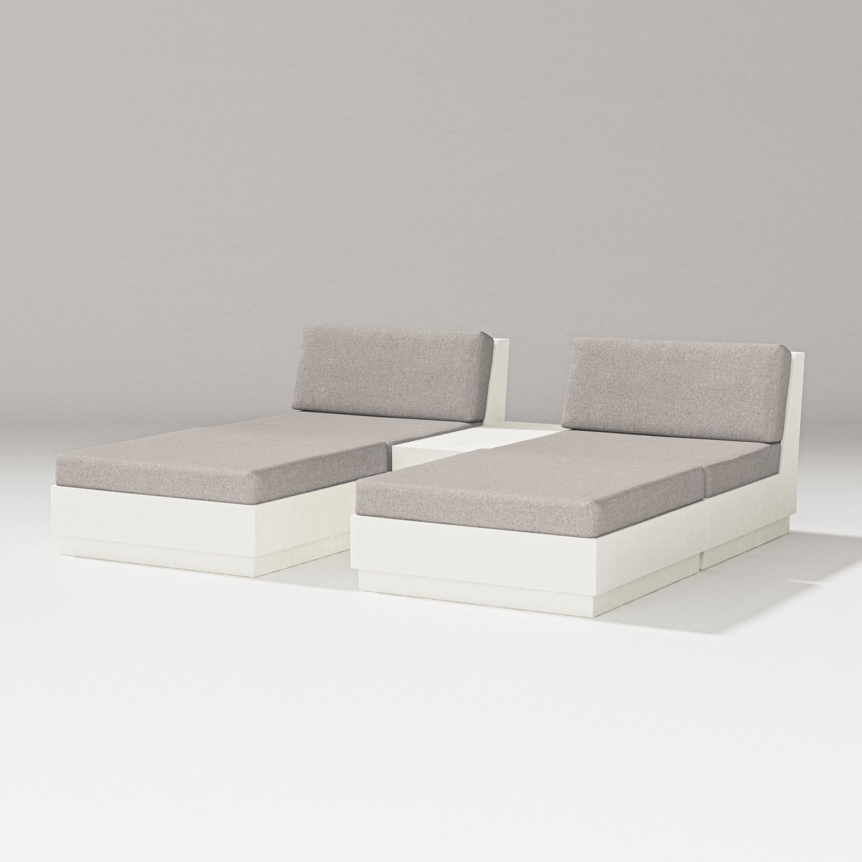 PW Designer Series Elevate Double Chaise Set in Vintage White / Weathered Tweed