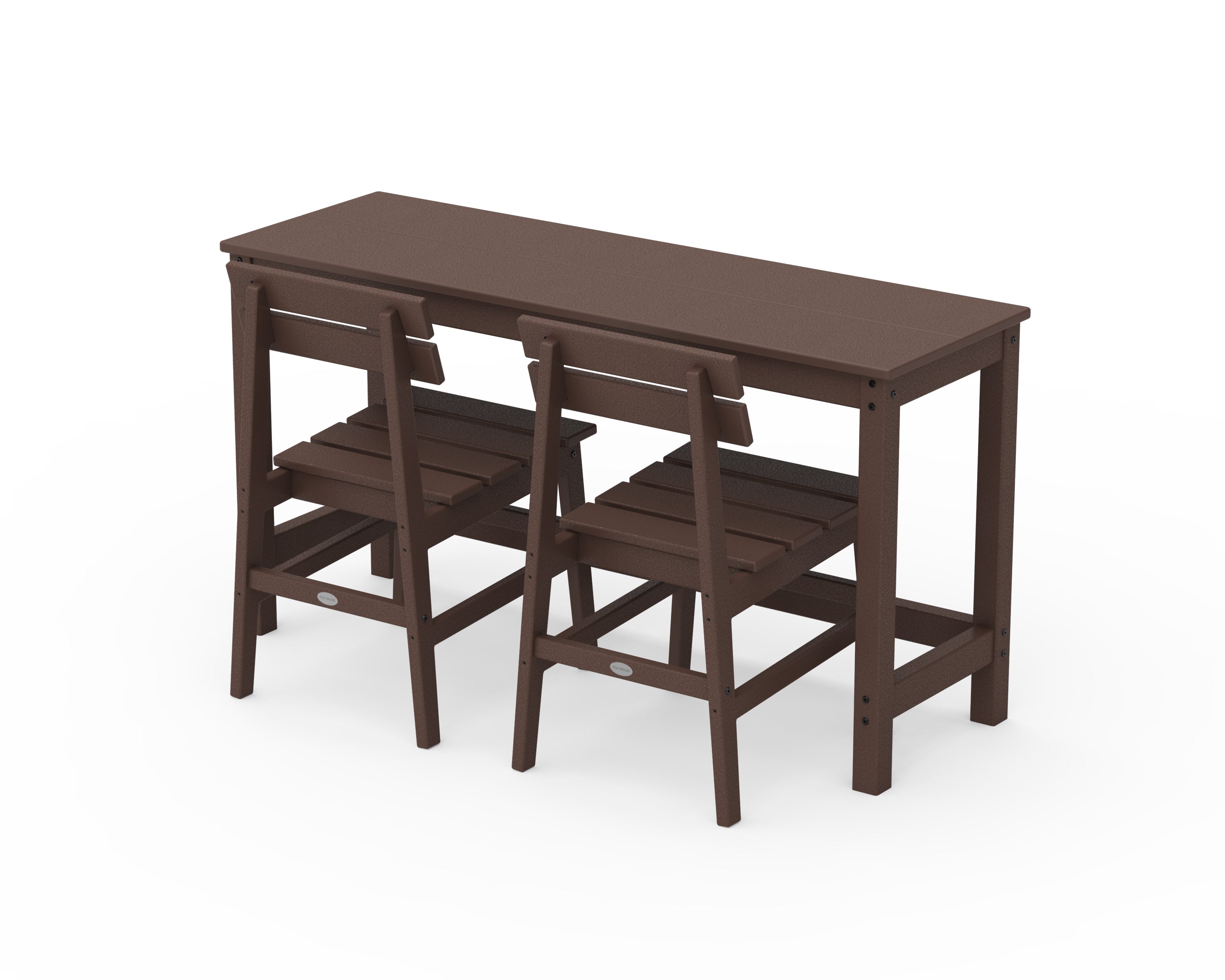 POLYWOOD Modern Studio Plaza Chair 3-Piece Balcony Set in Mahogany