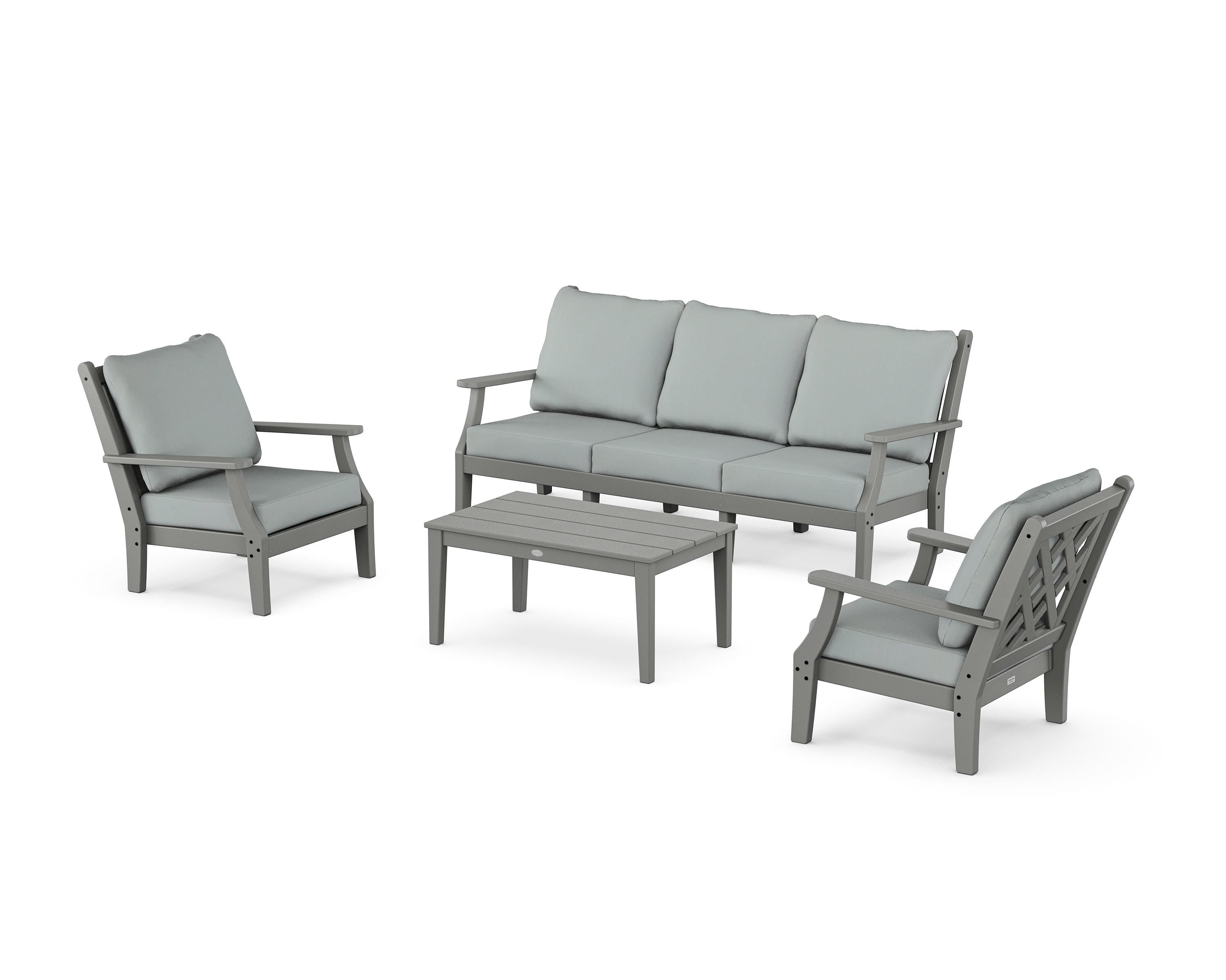 Country Living Wovendale 4-Piece Deep Seating Set with Sofa in Slate Grey / Spa