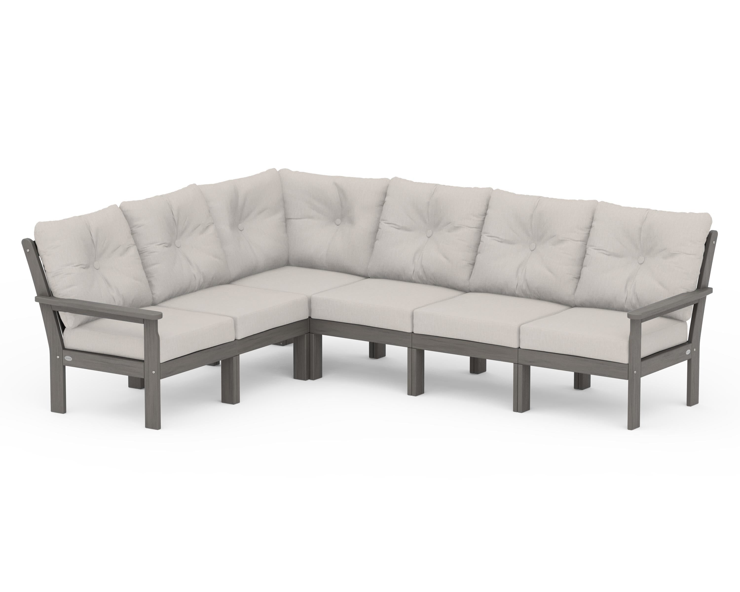 POLYWOOD Vineyard 6-Piece Sectional in Driftwood / Cast Ash