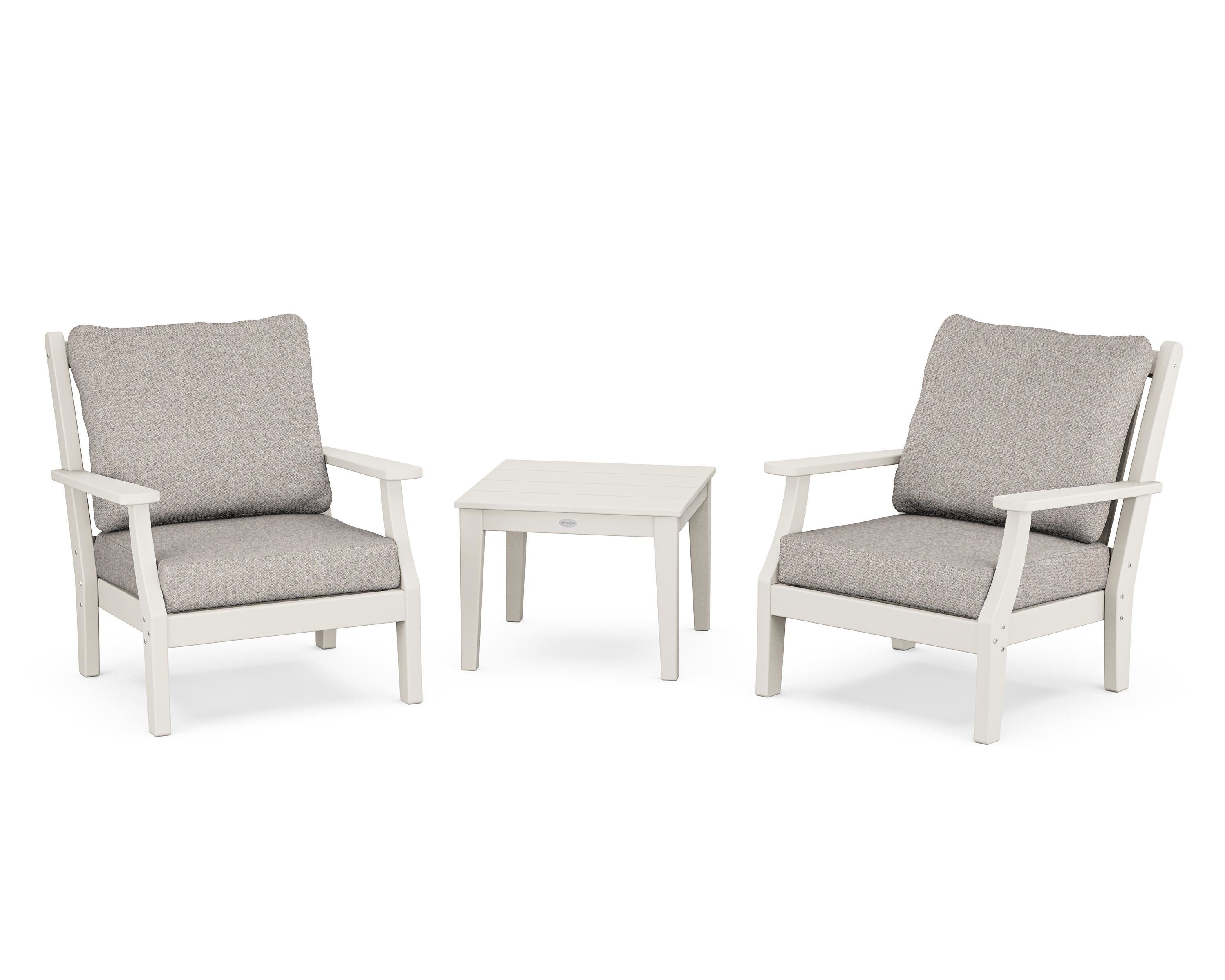 Country Living Wovendale 3-Piece Deep Seating Set in Sand / Weathered Tweed