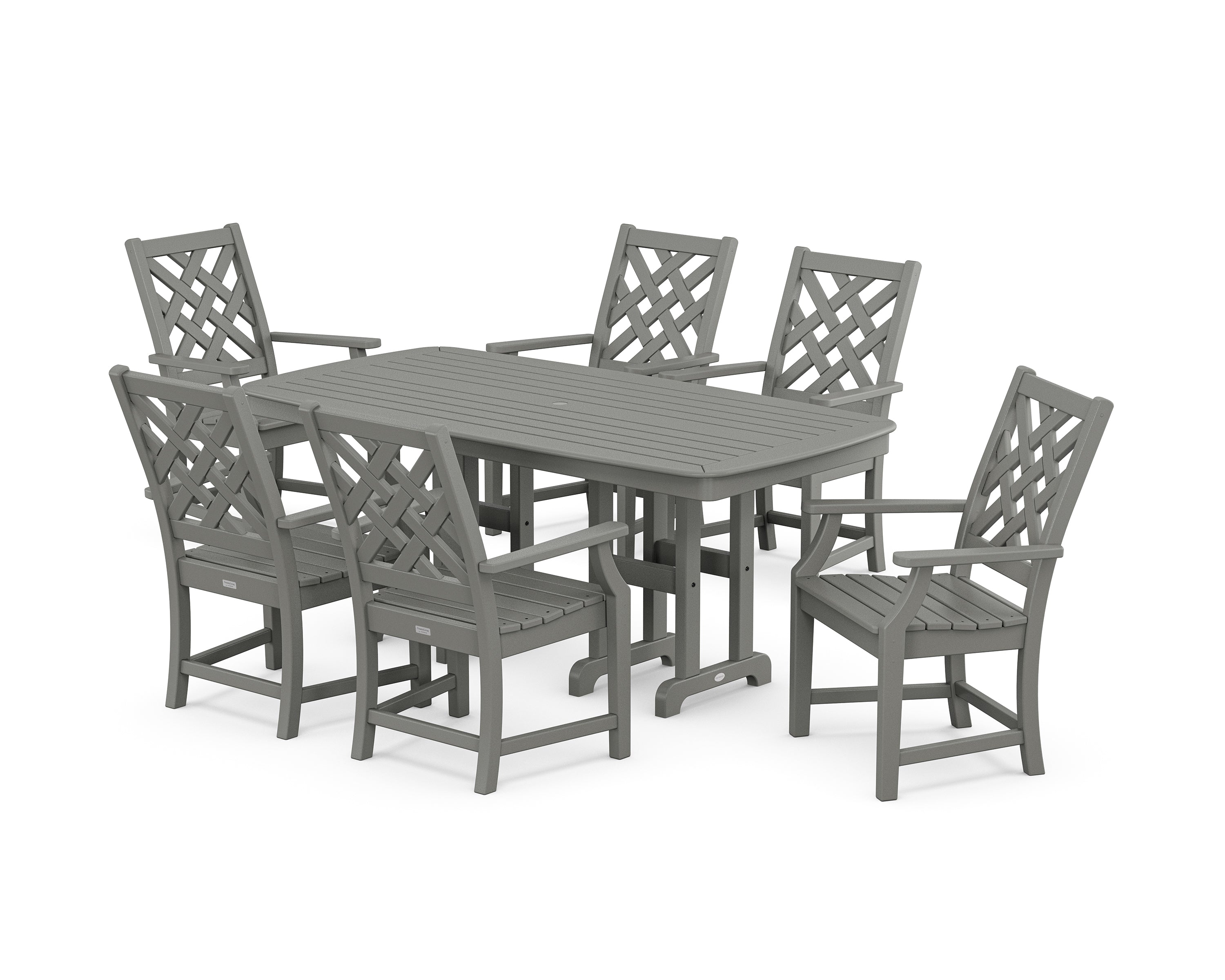 Country Living Wovendale Arm Chair 7-Piece Dining Set in Slate Grey