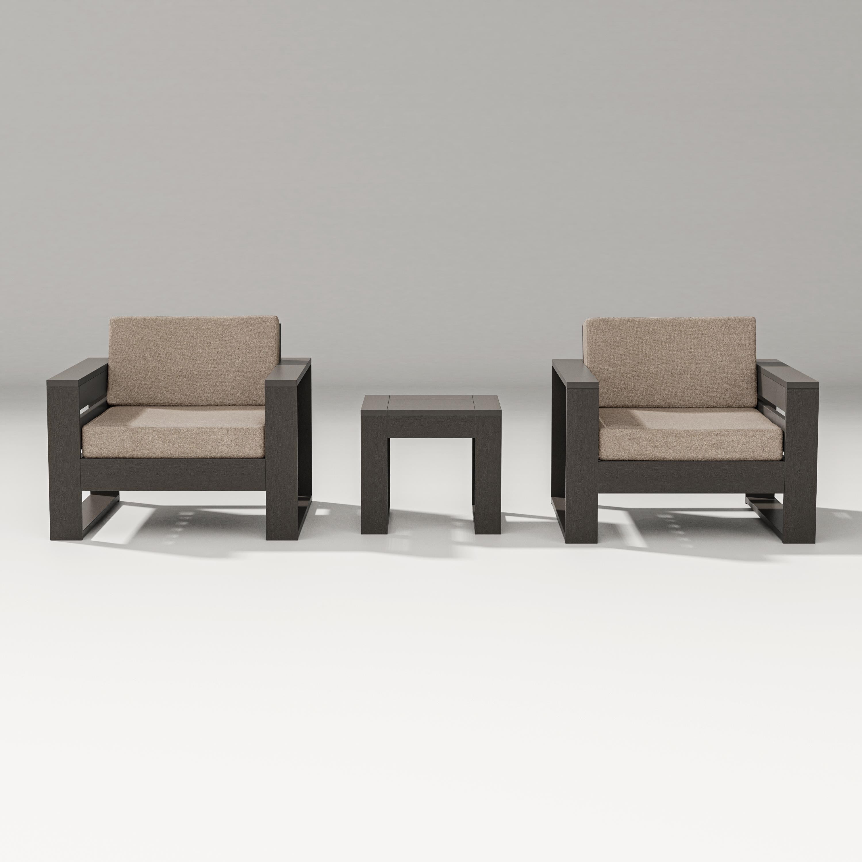 PW Designer Series Latitude 3-Piece Lounge Chair Set in Vintage Coffee / Spiced Burlap