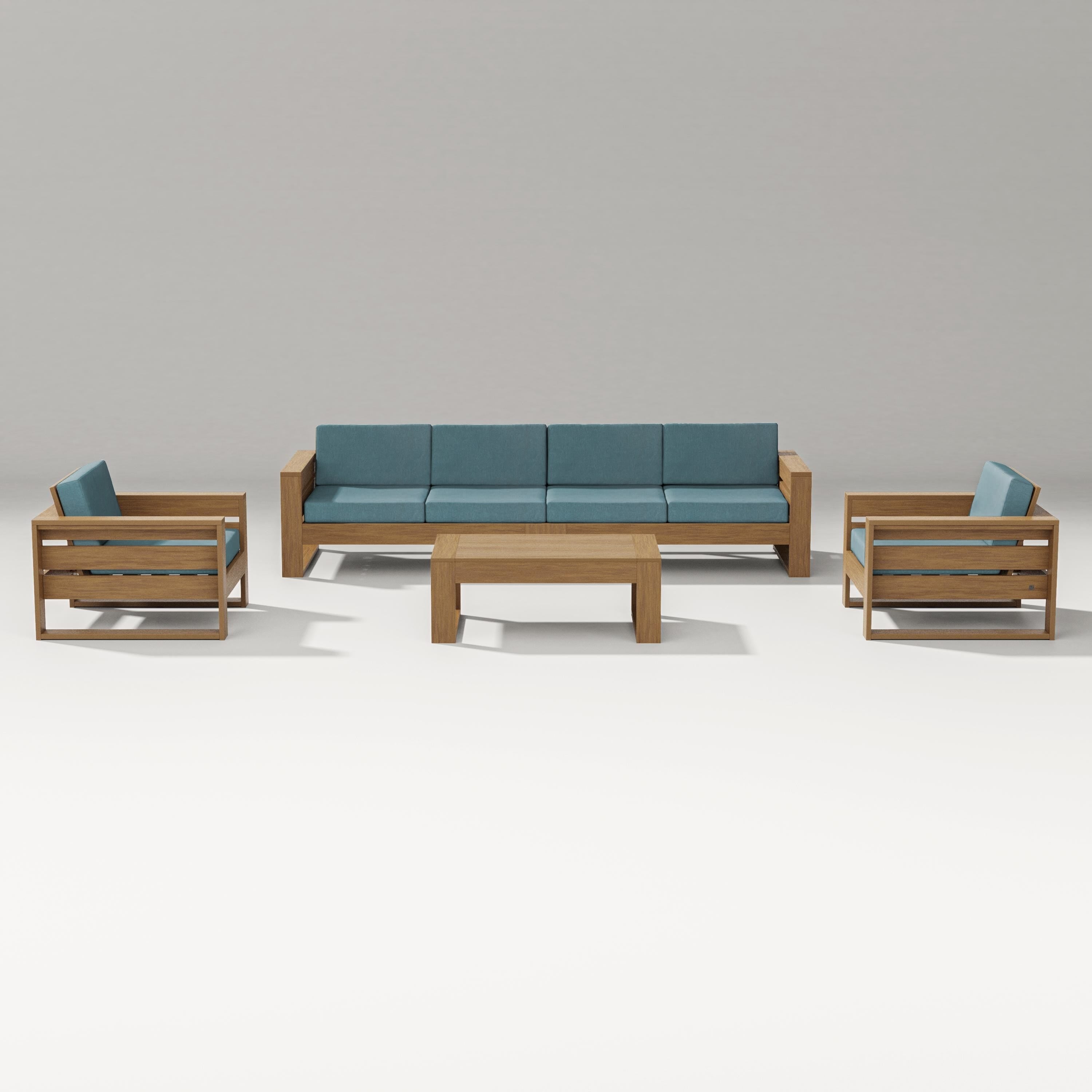PW Designer Series Latitude 5-Piece Lounge Sofa Set in Natural / Ocean Teal