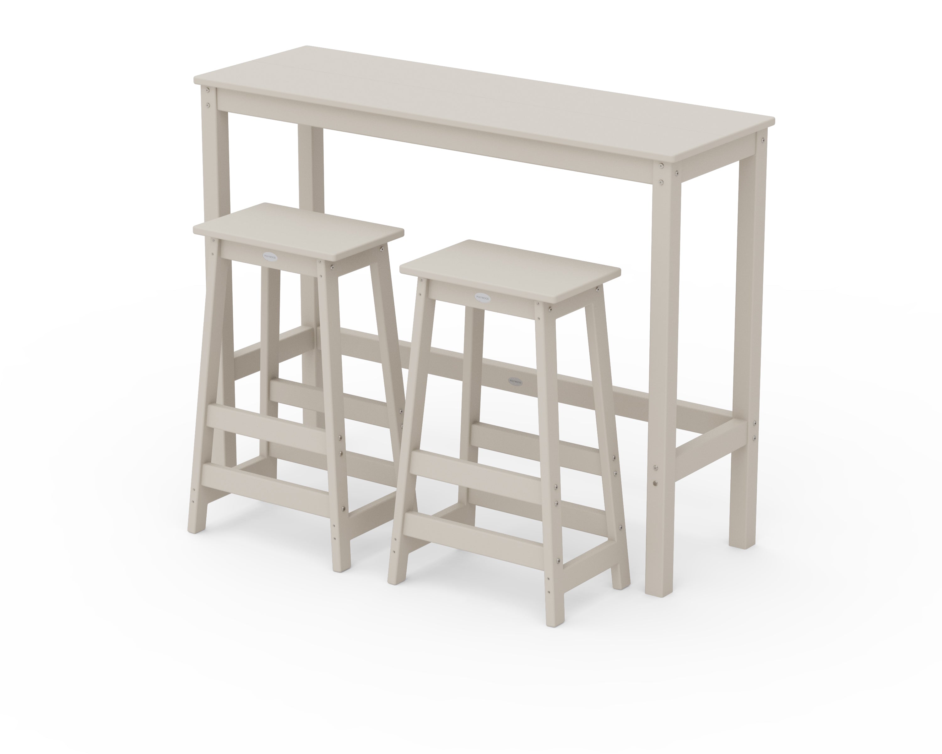 POLYWOOD Modern Studio Stool 3-Piece Bar Balcony Set in Sand