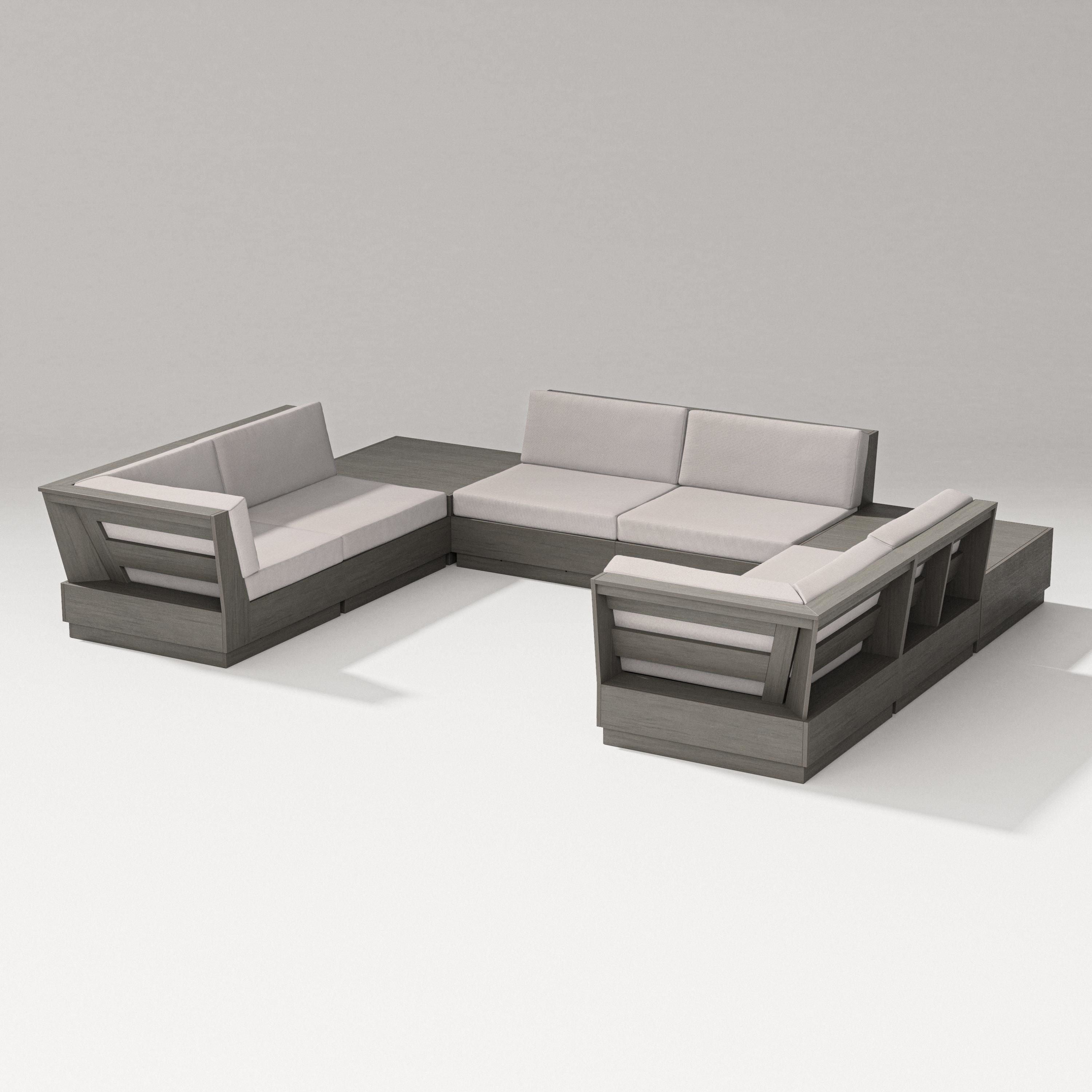 PW Designer Series Elevate 8-Piece U-Shaped Sectional in Driftwood / Dune Burlap