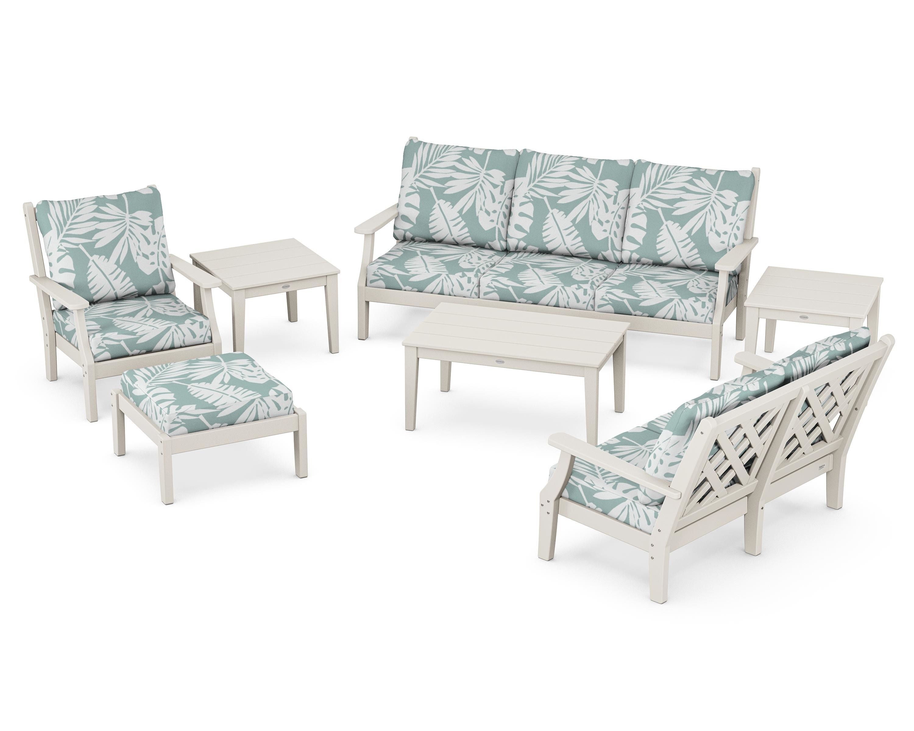 Country Living Wovendale 7-Piece Deep Seating Set in Sand / Leaf Glacier Spa