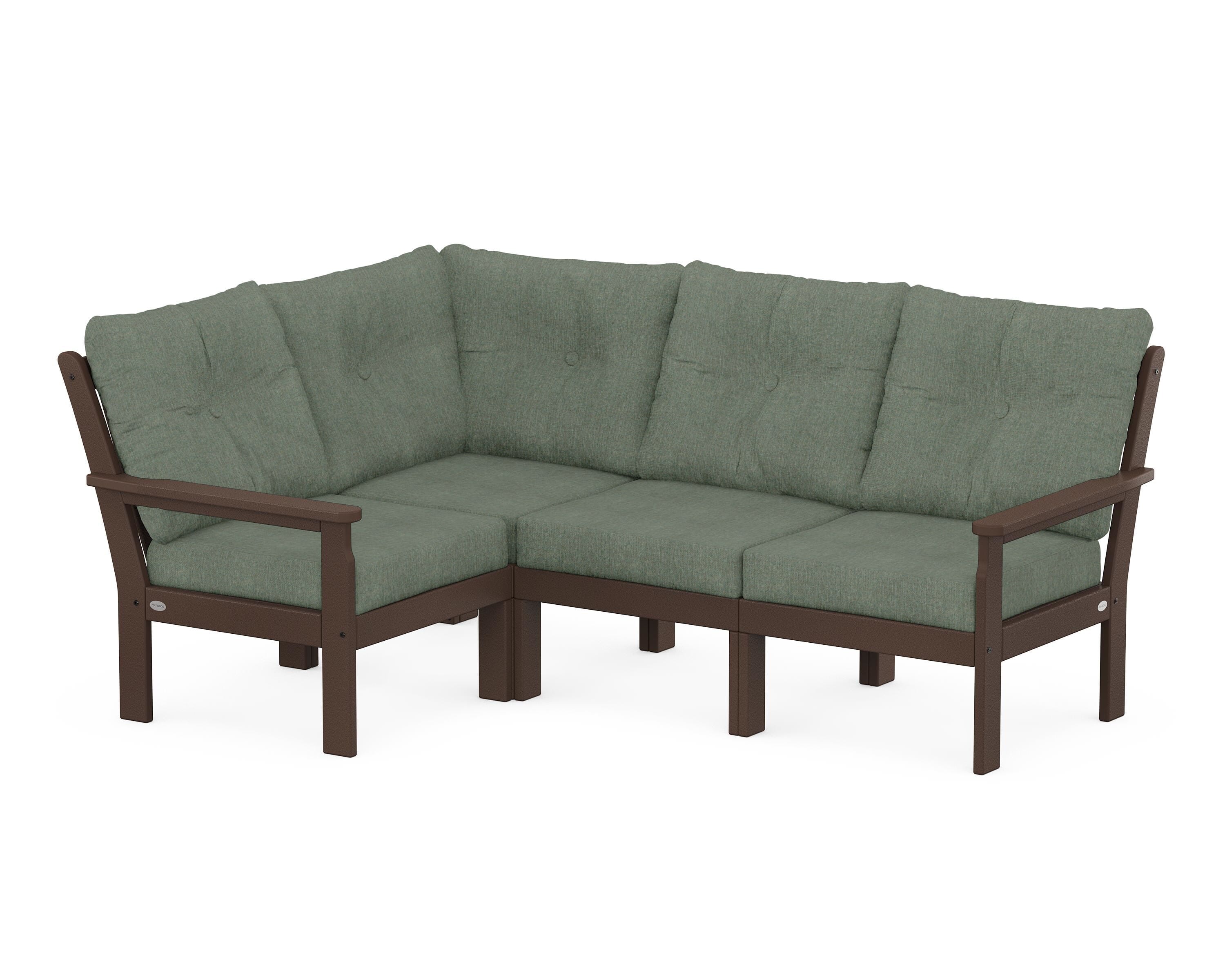 POLYWOOD Vineyard 4-Piece Sectional in Mahogany / Cast Sage