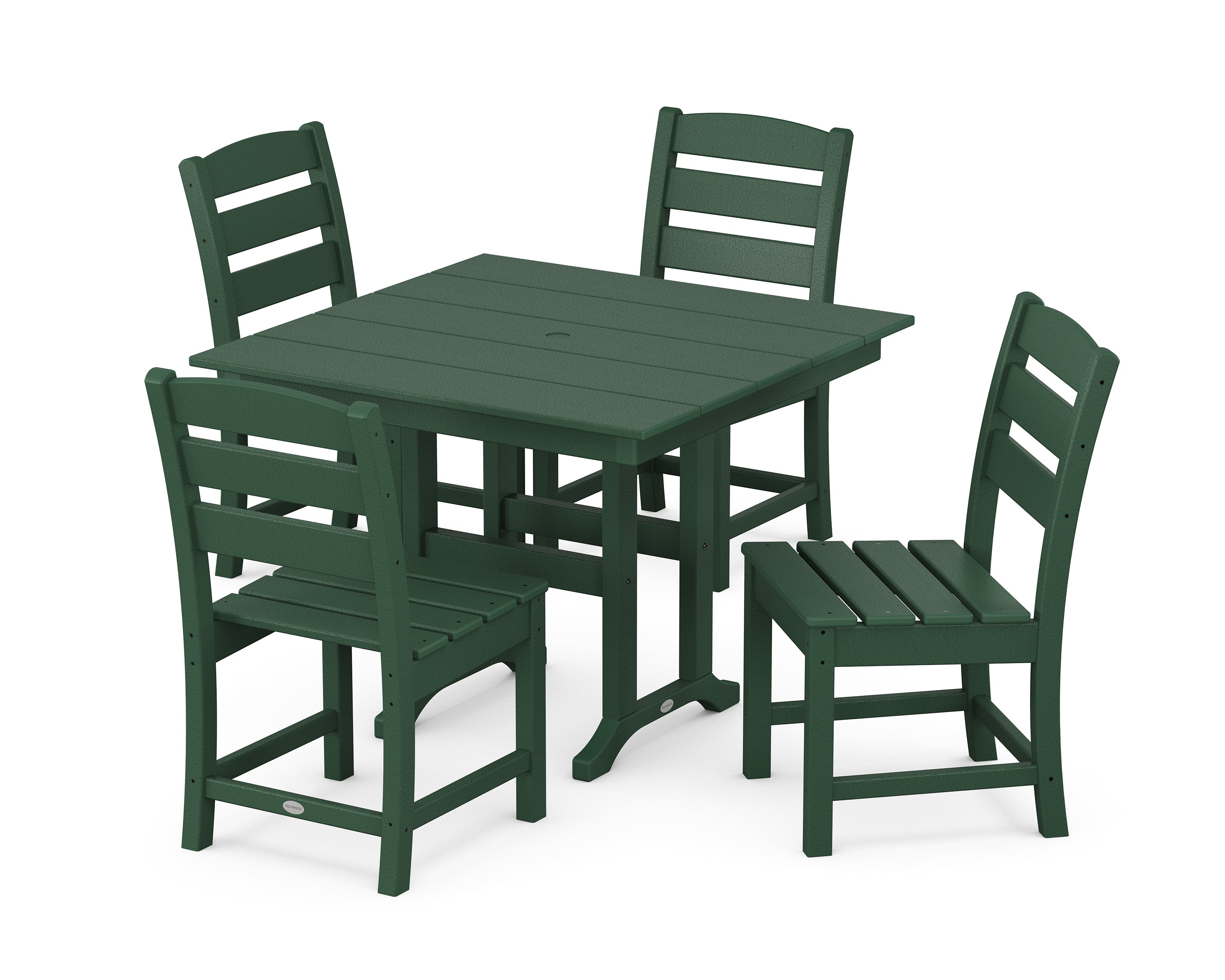 POLYWOOD® Lakeside Side Chair 5-Piece Farmhouse Dining Set in Green