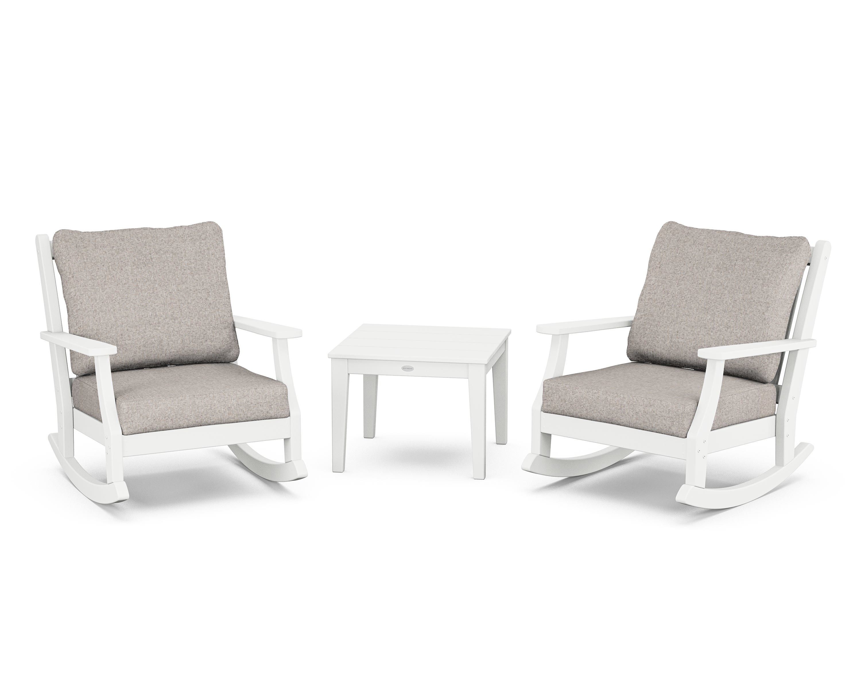 Country Living Wovendale 3-Piece Deep Seating Rocker Set in White / Weathered Tweed