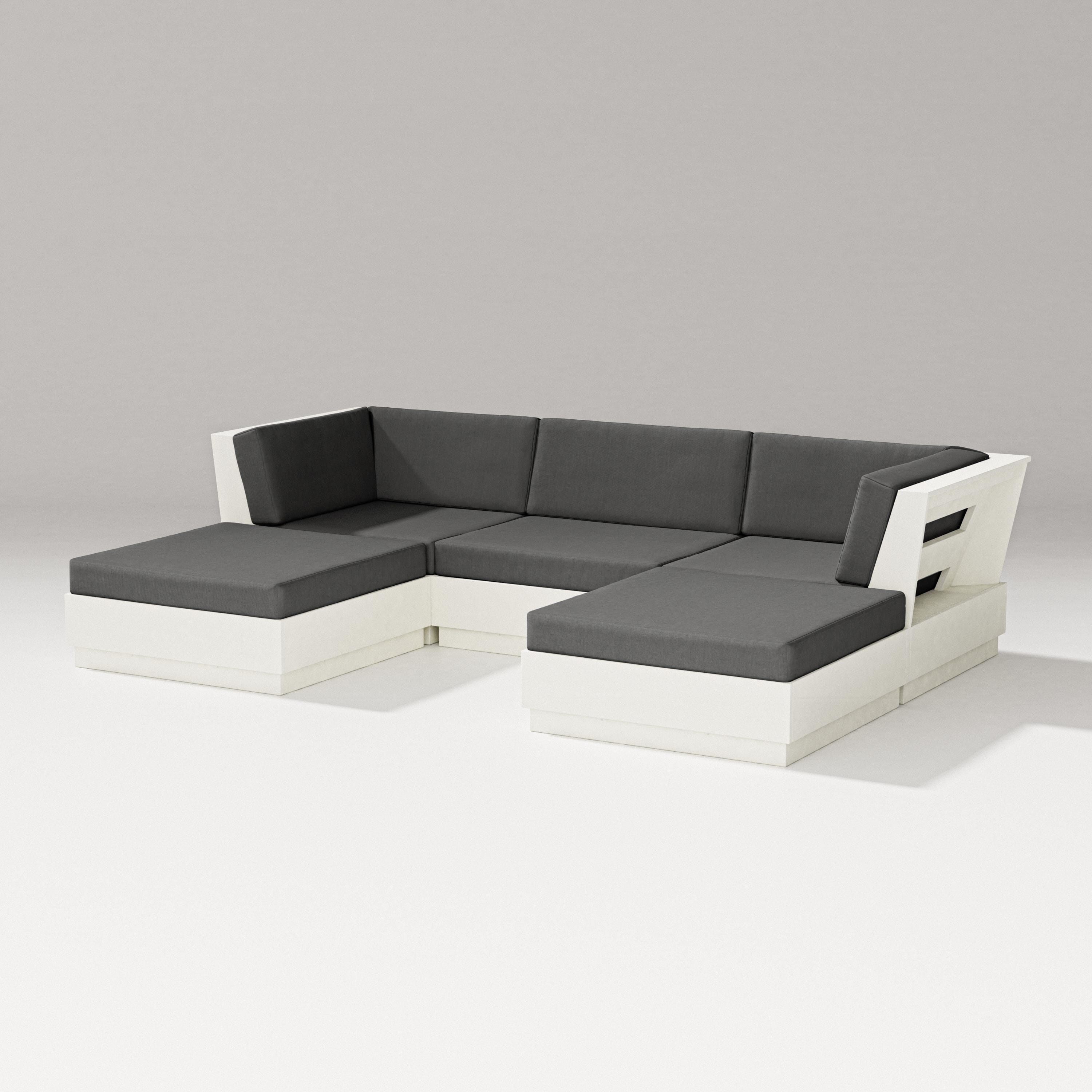 PW Designer Series Elevate Double Chaise Sectional in Vintage White / Spectrum Carbon