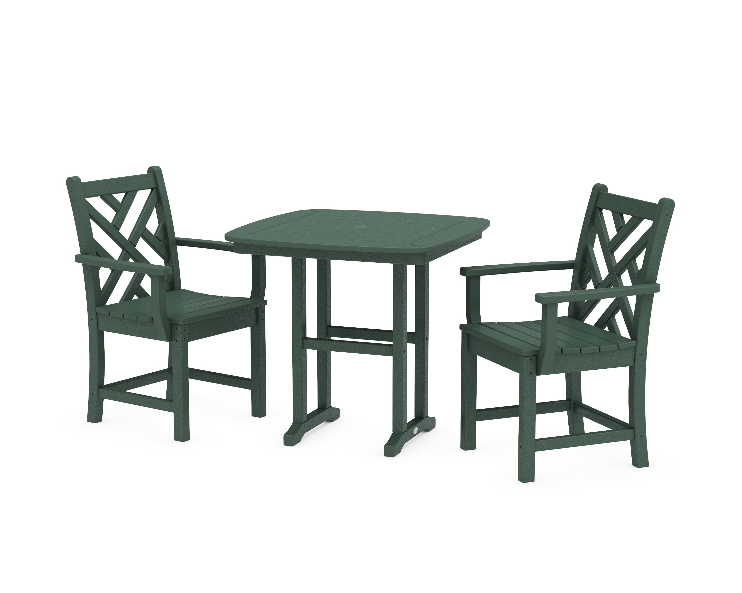 POLYWOOD Chippendale 3-Piece Dining Set in Green