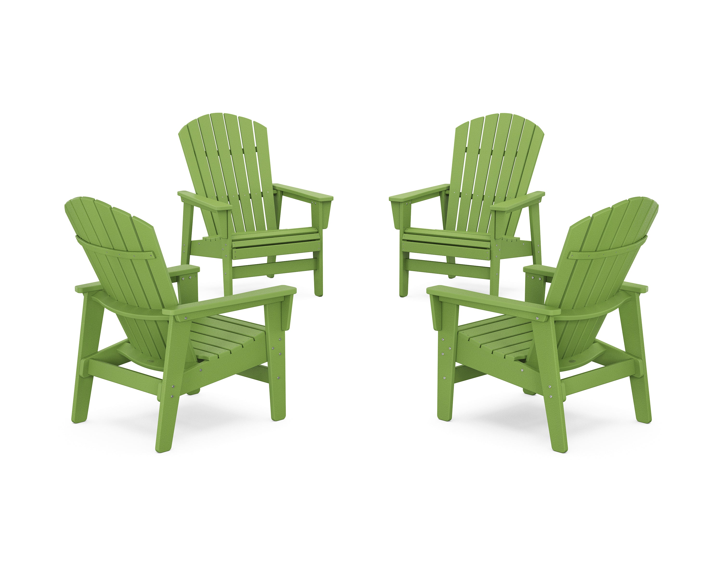 POLYWOOD® 4-Piece Nautical Grand Upright Adirondack Chair Conversation Set in Lime