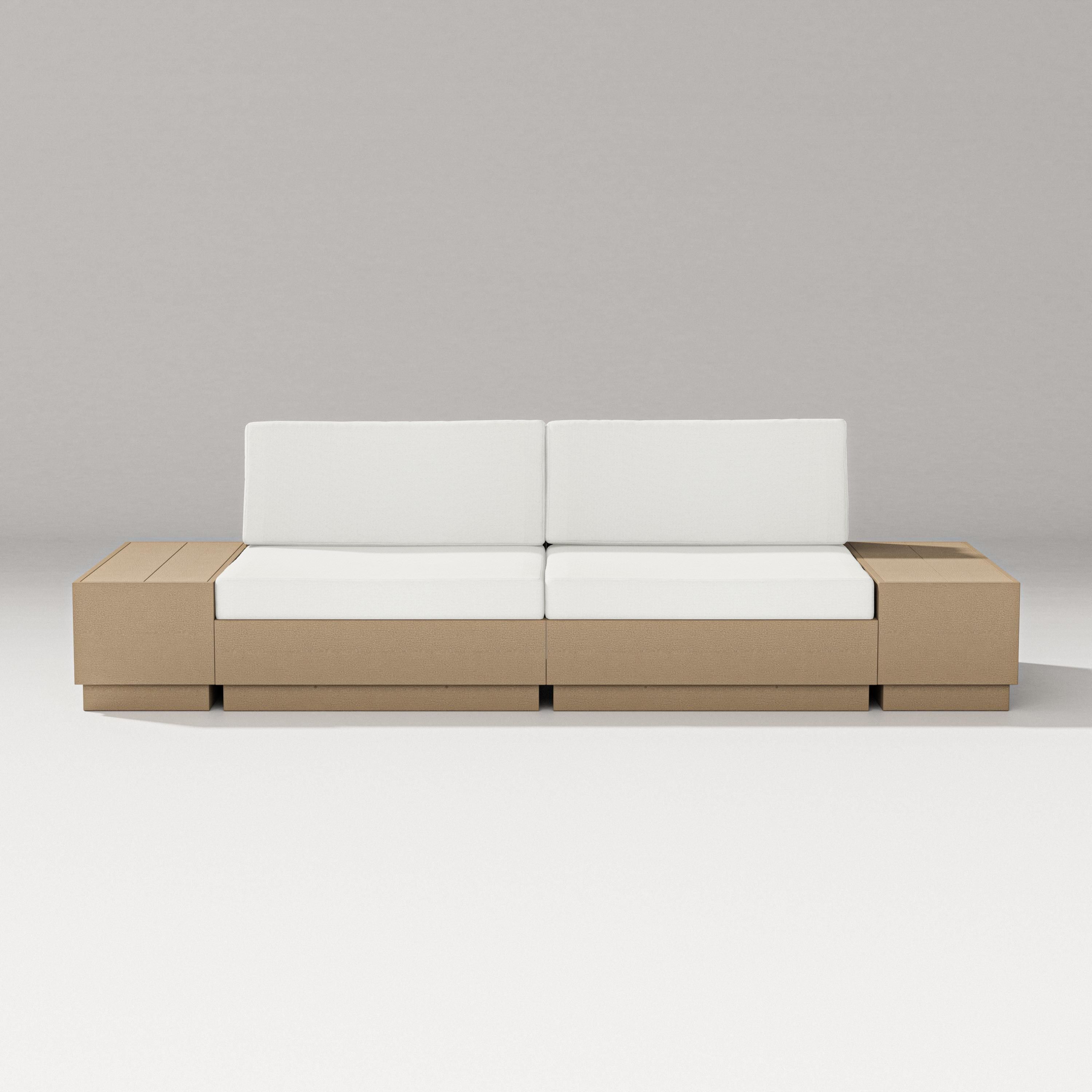 PW Designer Series Elevate 4-Piece Loveseat Sectional in Vintage Sahara / Natural Linen