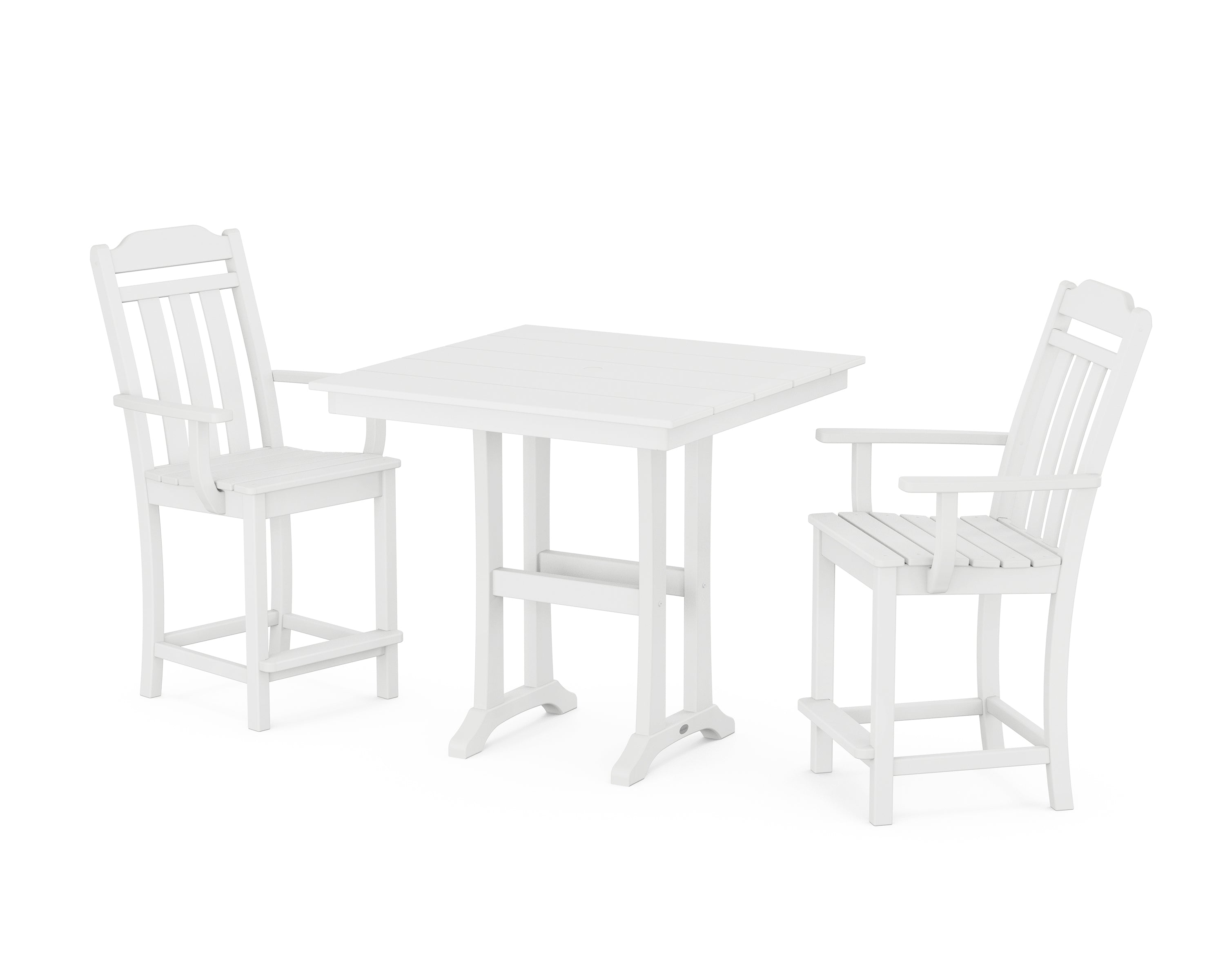 POLYWOOD Country Living 3-Piece Farmhouse Counter Set with Trestle Legs in White