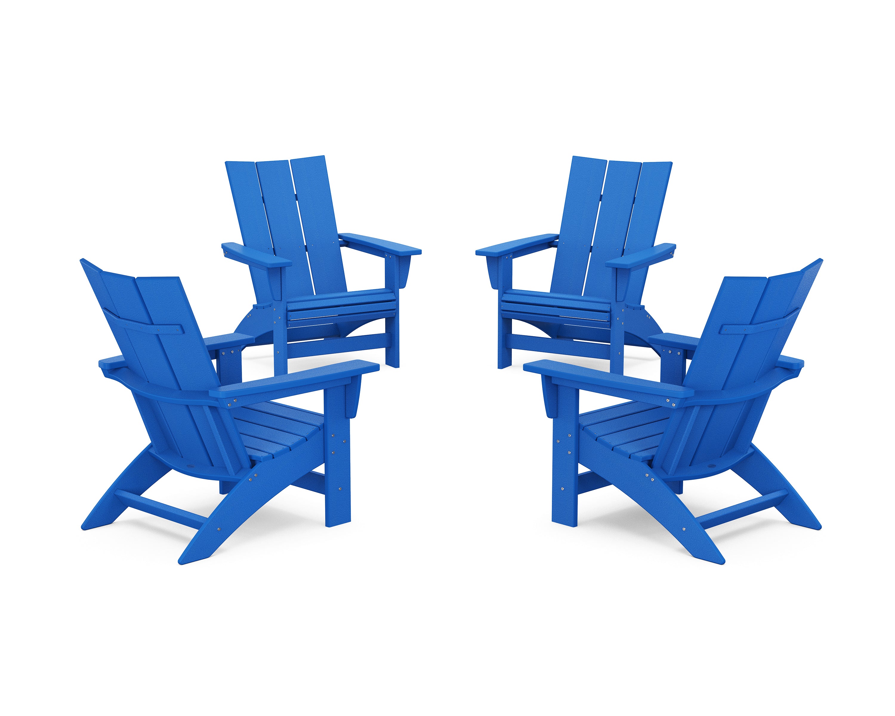 POLYWOOD® 4-Piece Modern Grand Adirondack Chair Conversation Set in Pacific Blue