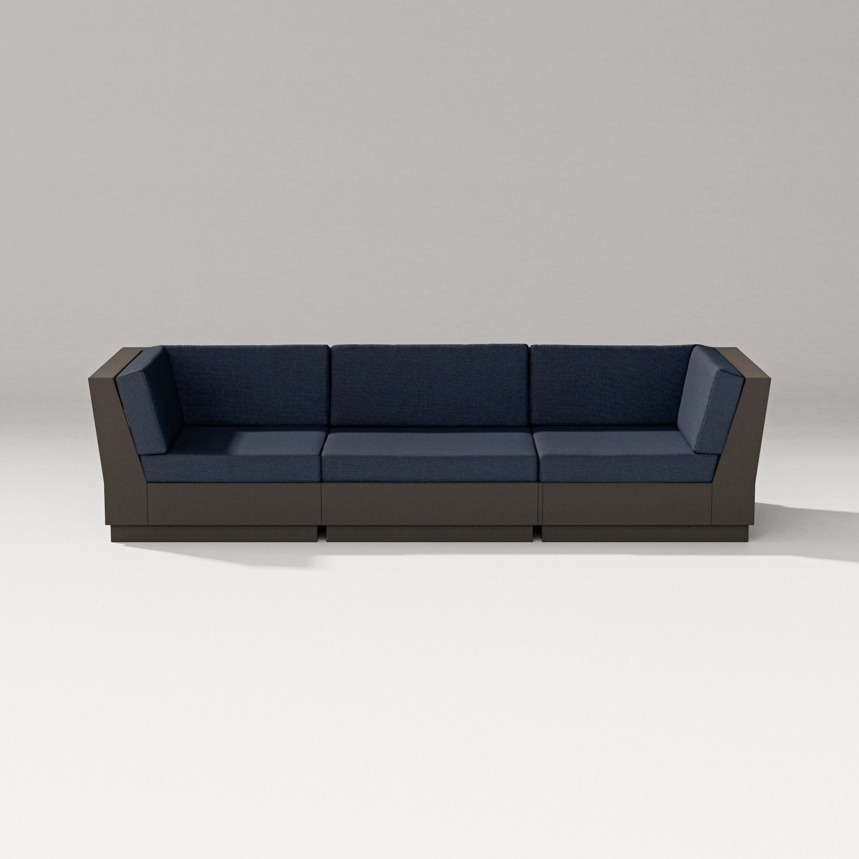 PW Designer Series Elevate Sofa Sectional in Vintage Coffee / Marine Indigo