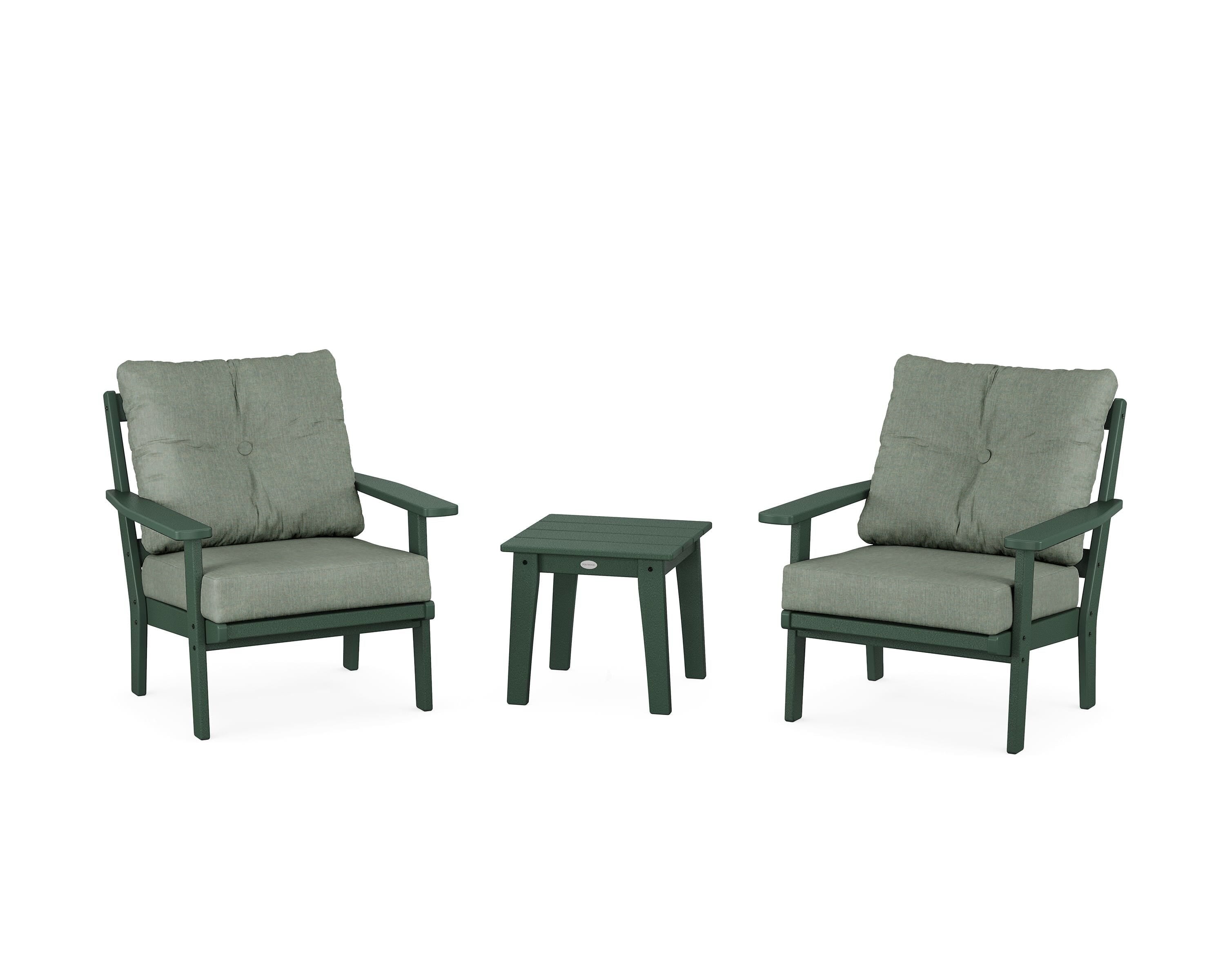 POLYWOOD Oxford 3-Piece Deep Seating Set in Green / Cast Sage