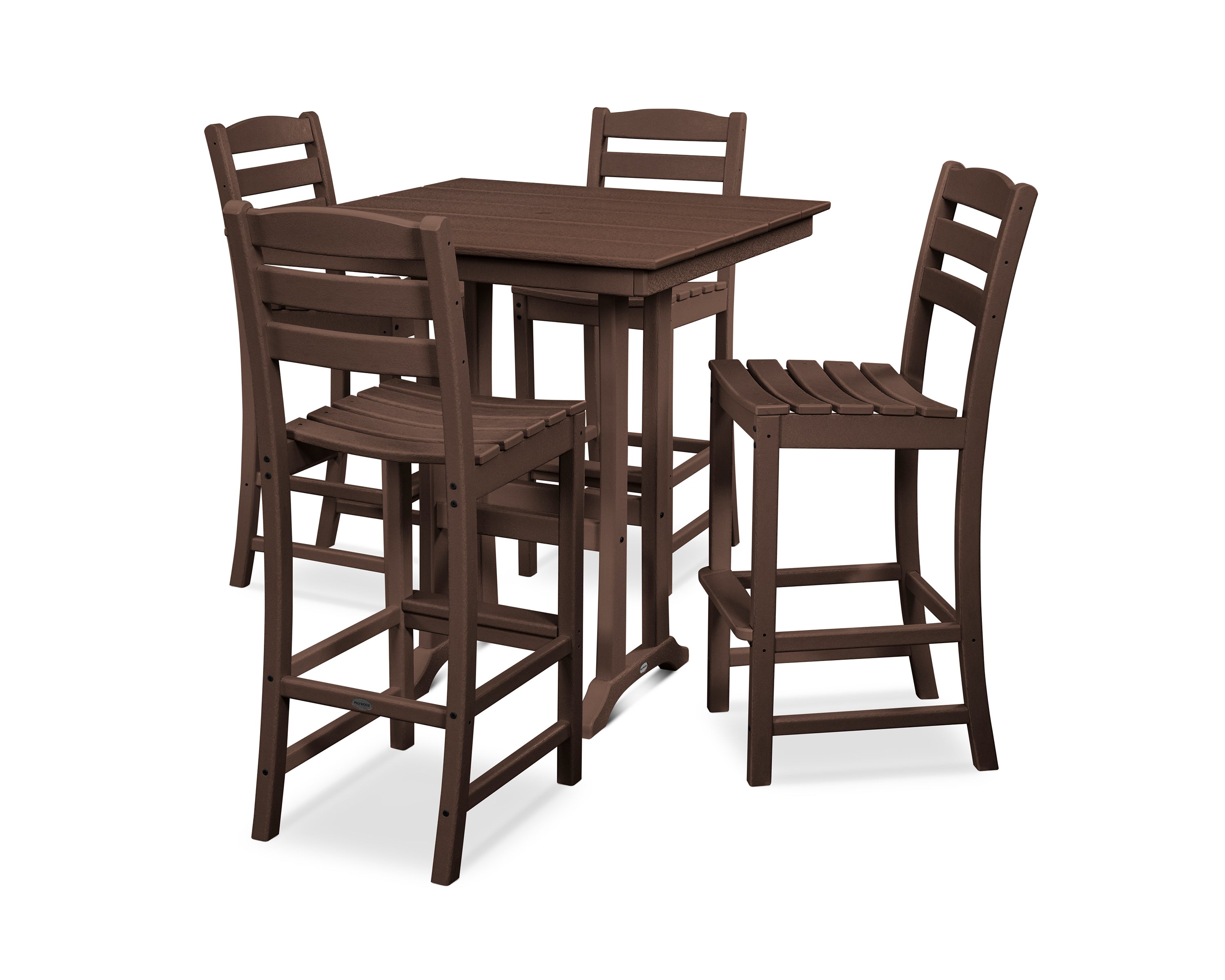 POLYWOOD® La Casa Café 5-Piece Farmhouse Trestle Bar Set in Mahogany