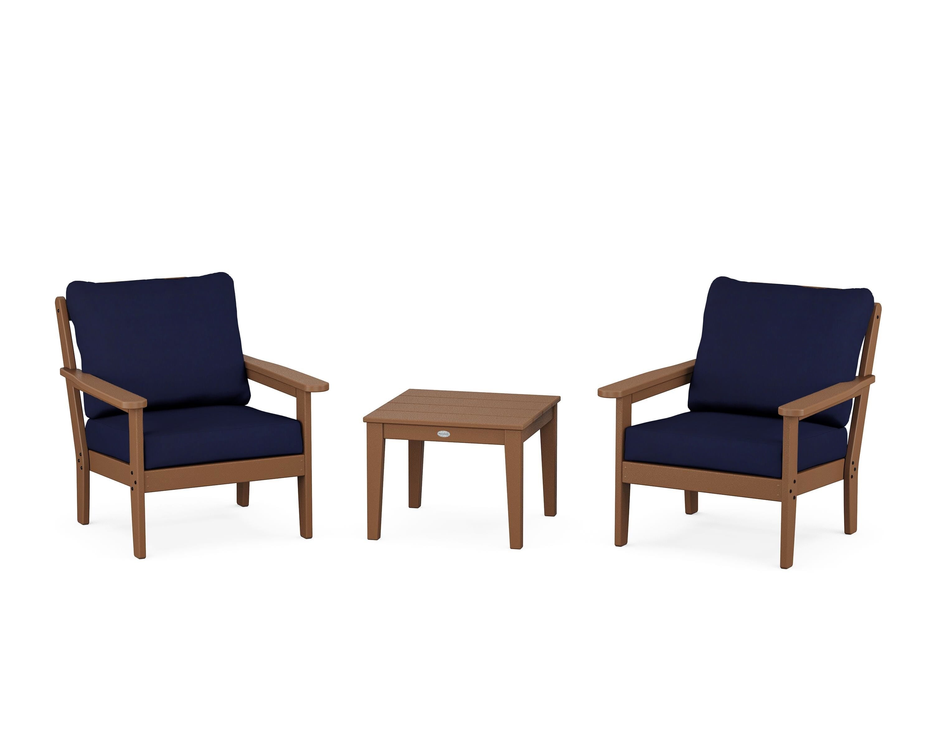 Country Living Cottage 3-Piece Deep Seating Set in Teak / Navy