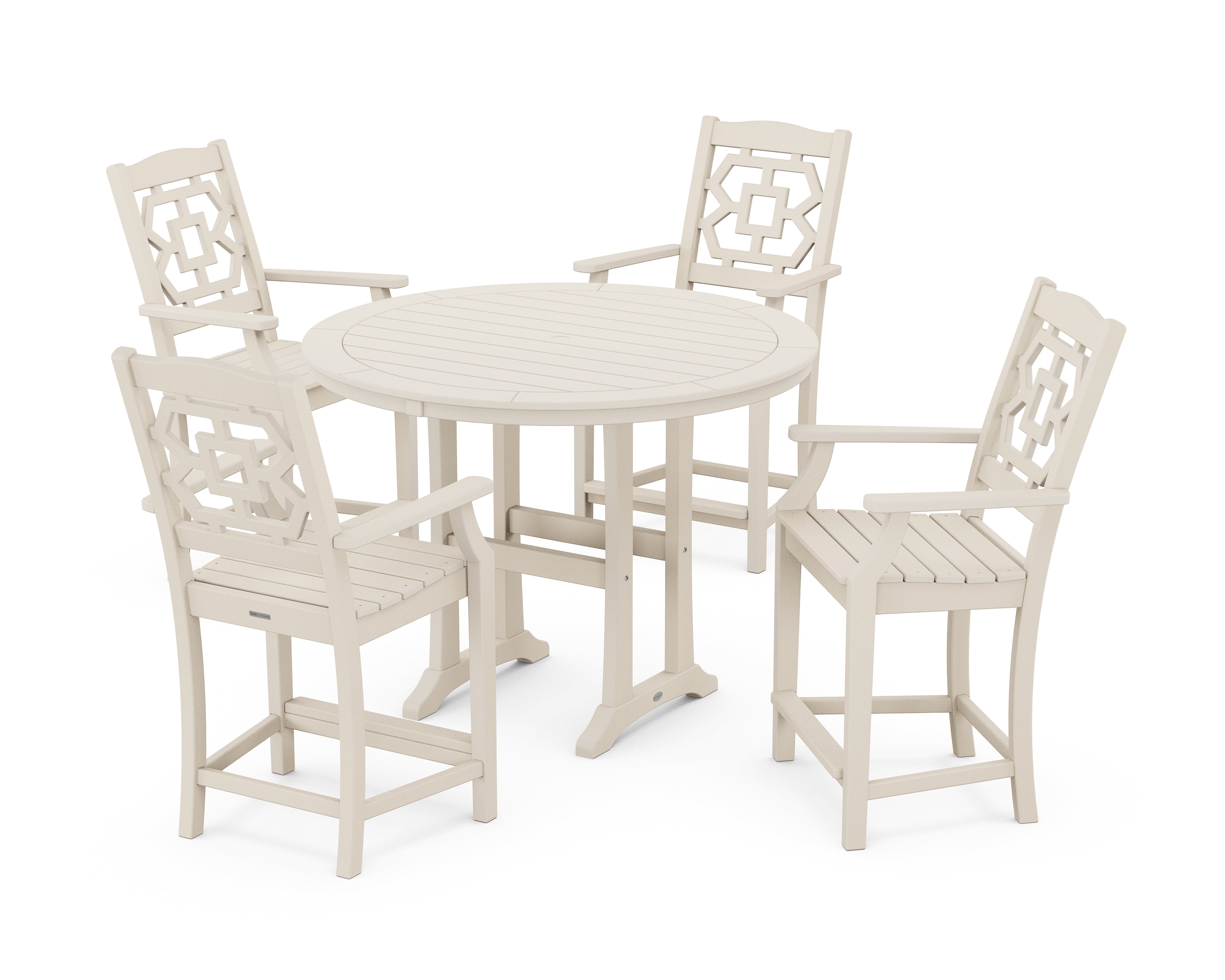 Martha Stewart by POLYWOOD® Chinoiserie 5-Piece Round Counter Set in Sand