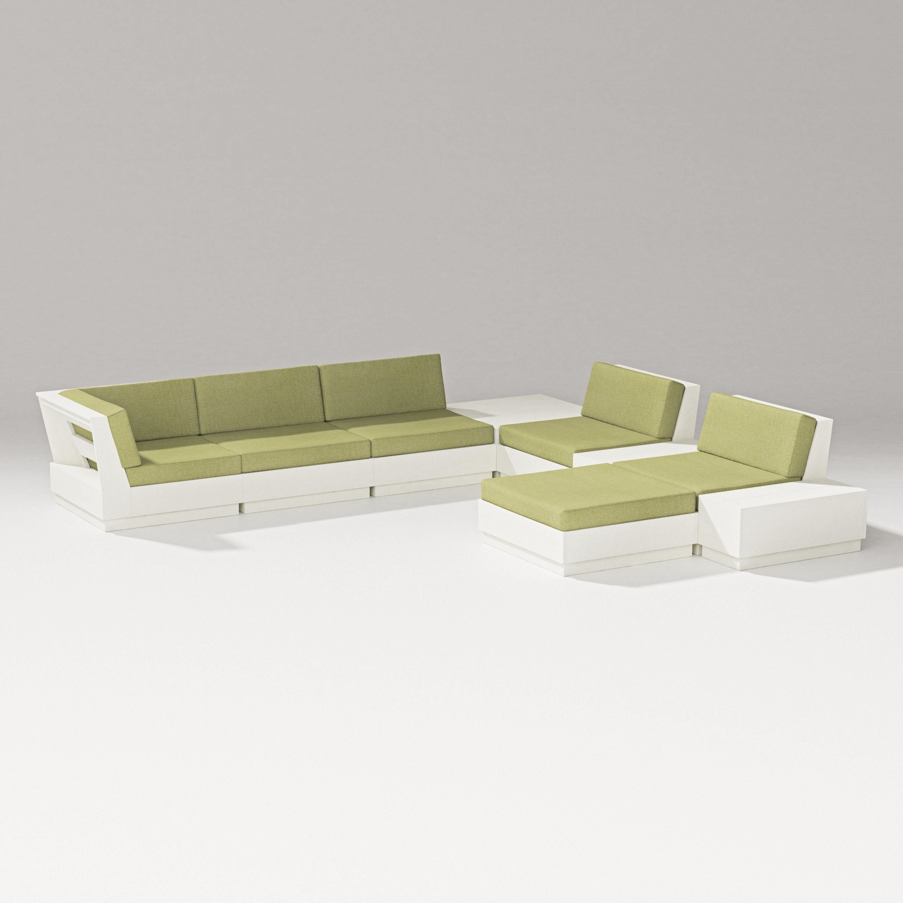 PW Designer Series Elevate 9-Piece Conversation Sectional in Vintage White / Chartreuse Boucle